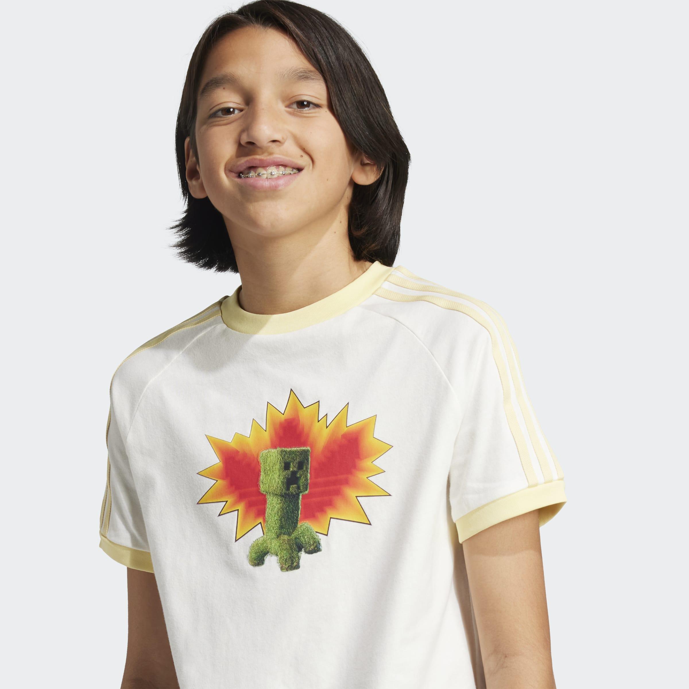 Kids Unisex adidas Originals x Minecraft Graphic T-Shirt, White, A901_ONE, large image number 8