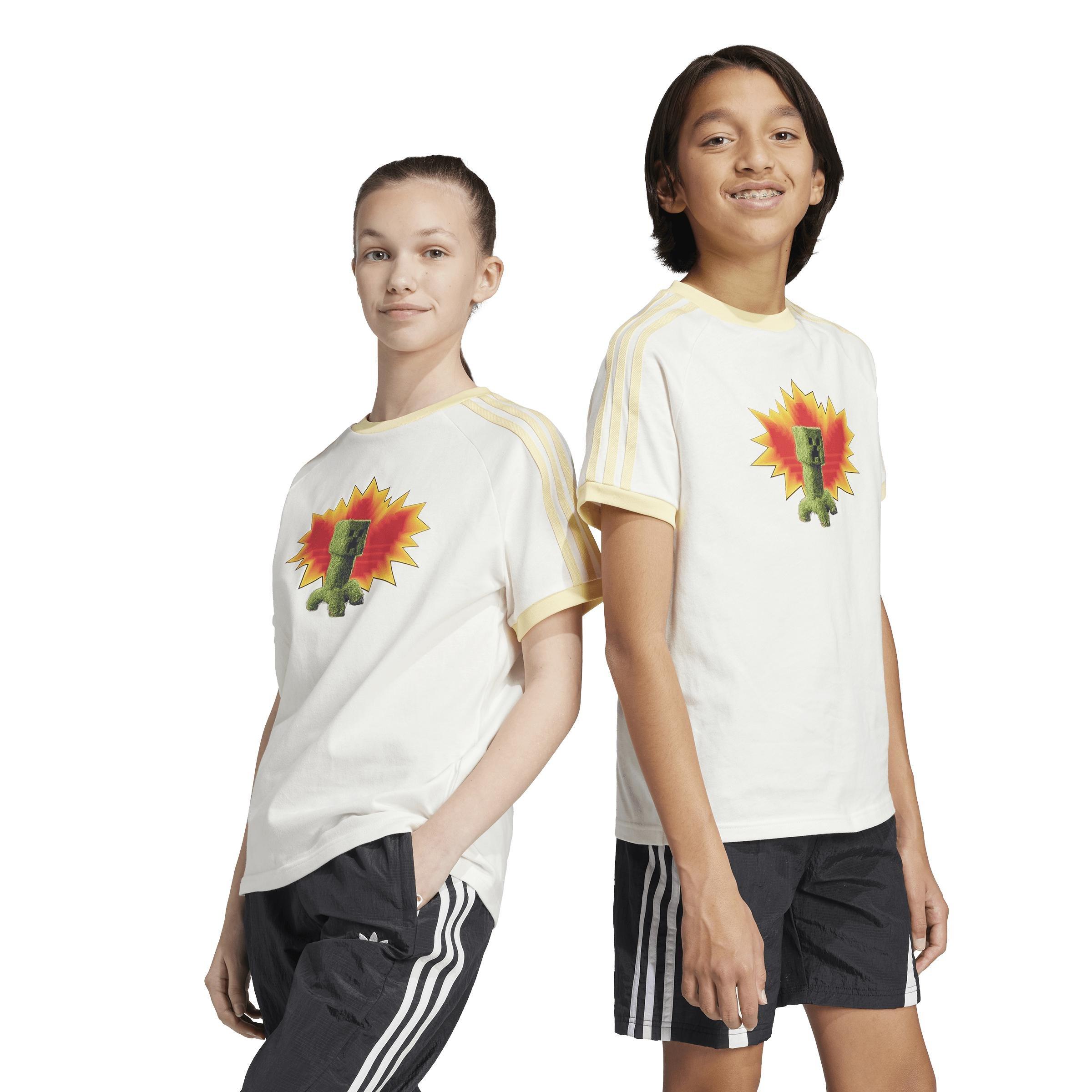 Kids Unisex adidas Originals x Minecraft Graphic T-Shirt, White, A901_ONE, large image number 12