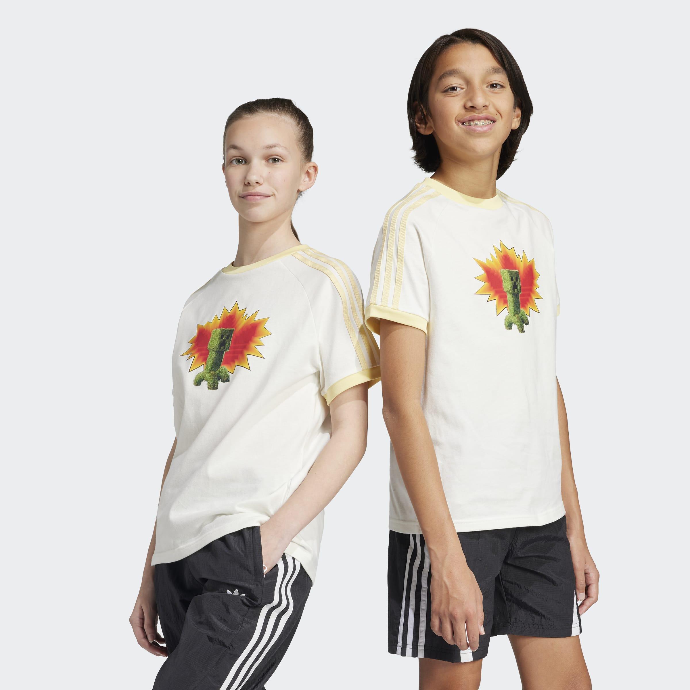 Kids Unisex adidas Originals x Minecraft Graphic T-Shirt, White, A901_ONE, large image number 13