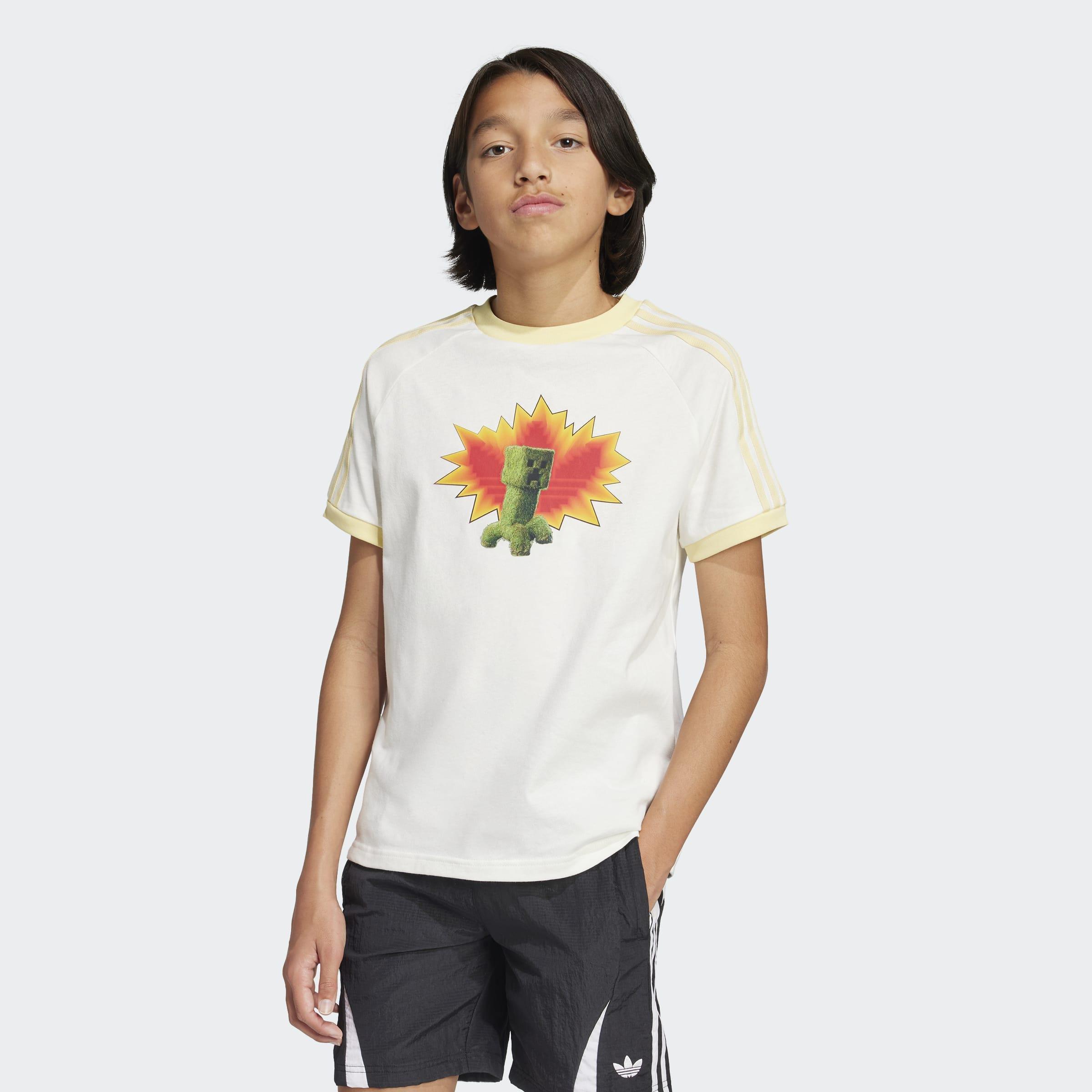 Kids Unisex adidas Originals x Minecraft Graphic T-Shirt, White, A901_ONE, large image number 14