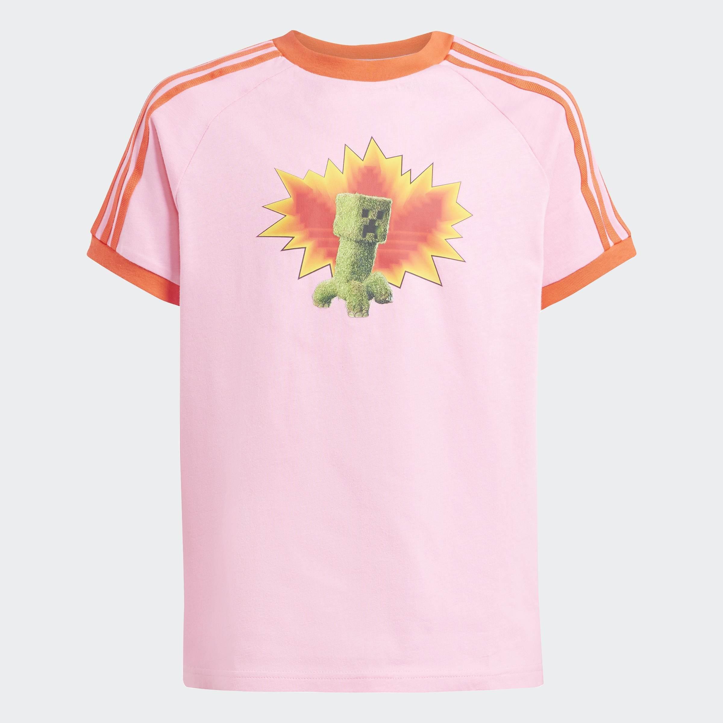 Kids Unisex adidas Originals x Minecraft Graphic T-Shirt, Pink, A901_ONE, large image number 1