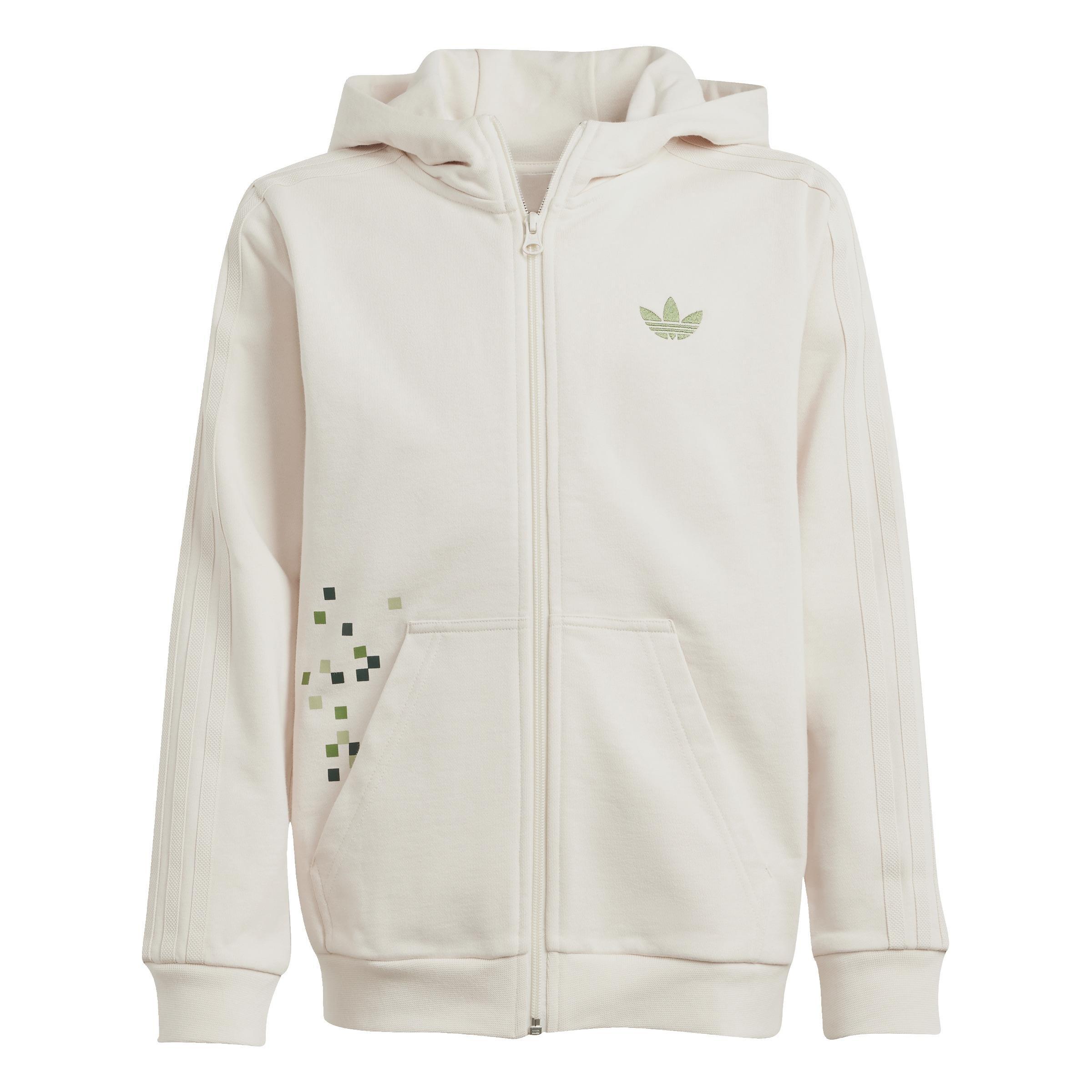 Kids Unisex adidas Originals x Minecraft Graphic Hoodie, White, A901_ONE, large image number 0