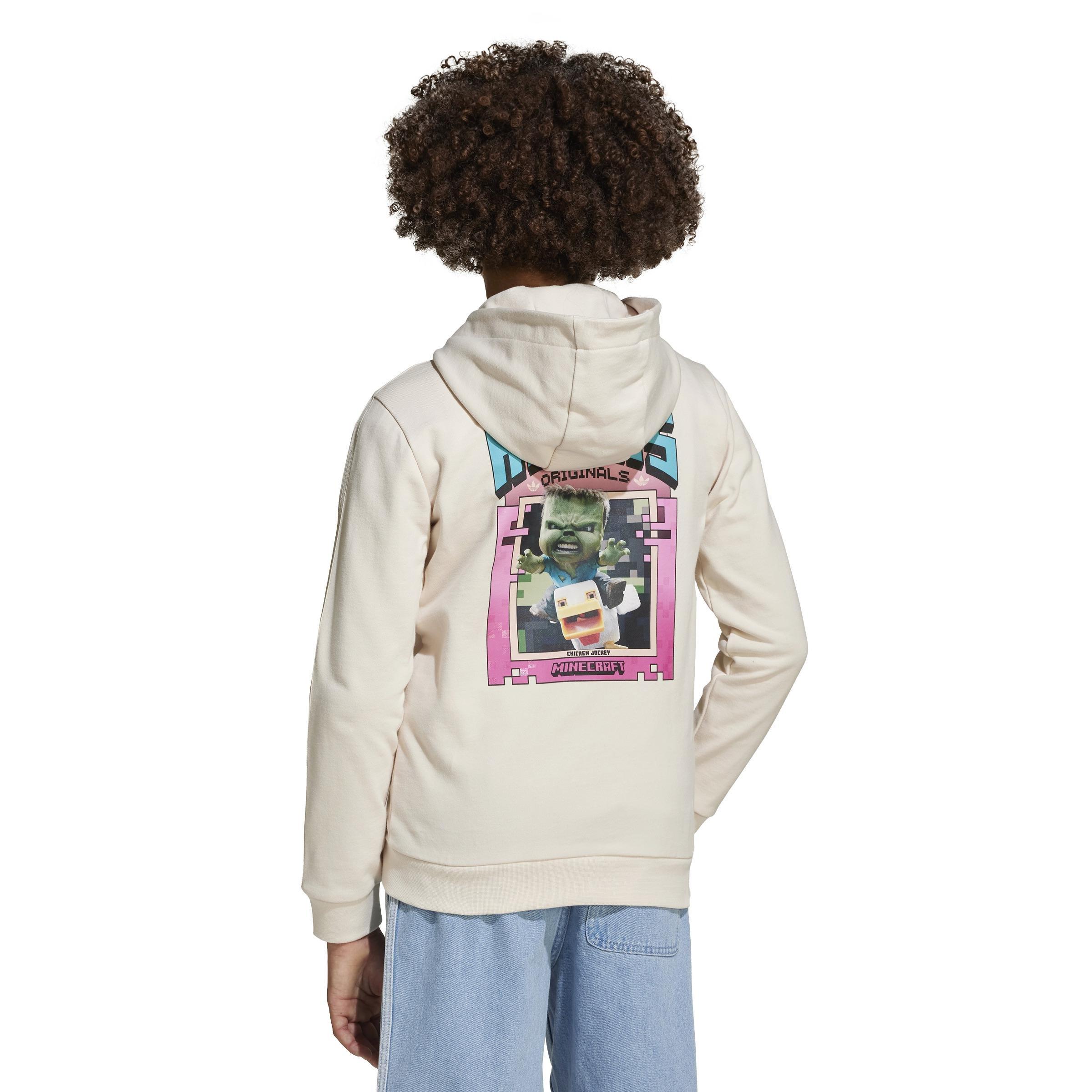 Kids Unisex adidas Originals x Minecraft Graphic Hoodie, White, A901_ONE, large image number 2