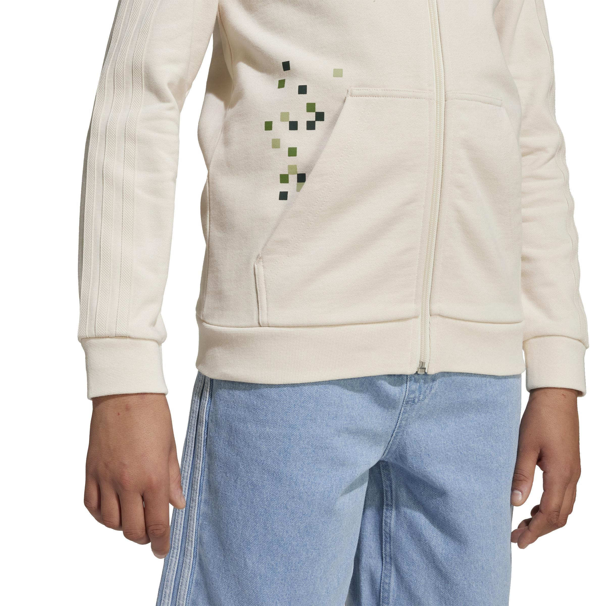 Kids Unisex adidas Originals x Minecraft Graphic Hoodie, White, A901_ONE, large image number 7