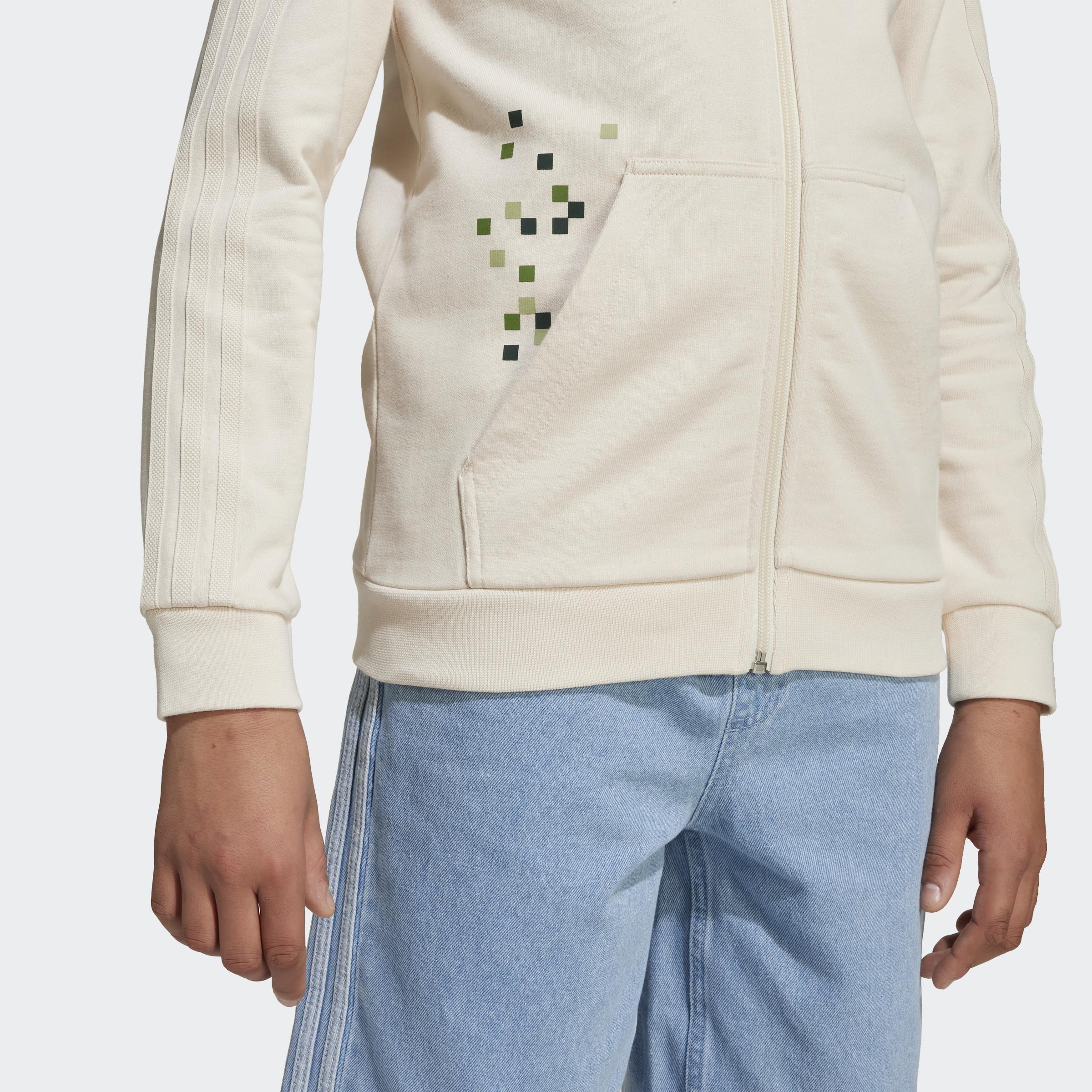 Kids Unisex adidas Originals x Minecraft Graphic Hoodie, White, A901_ONE, large image number 8