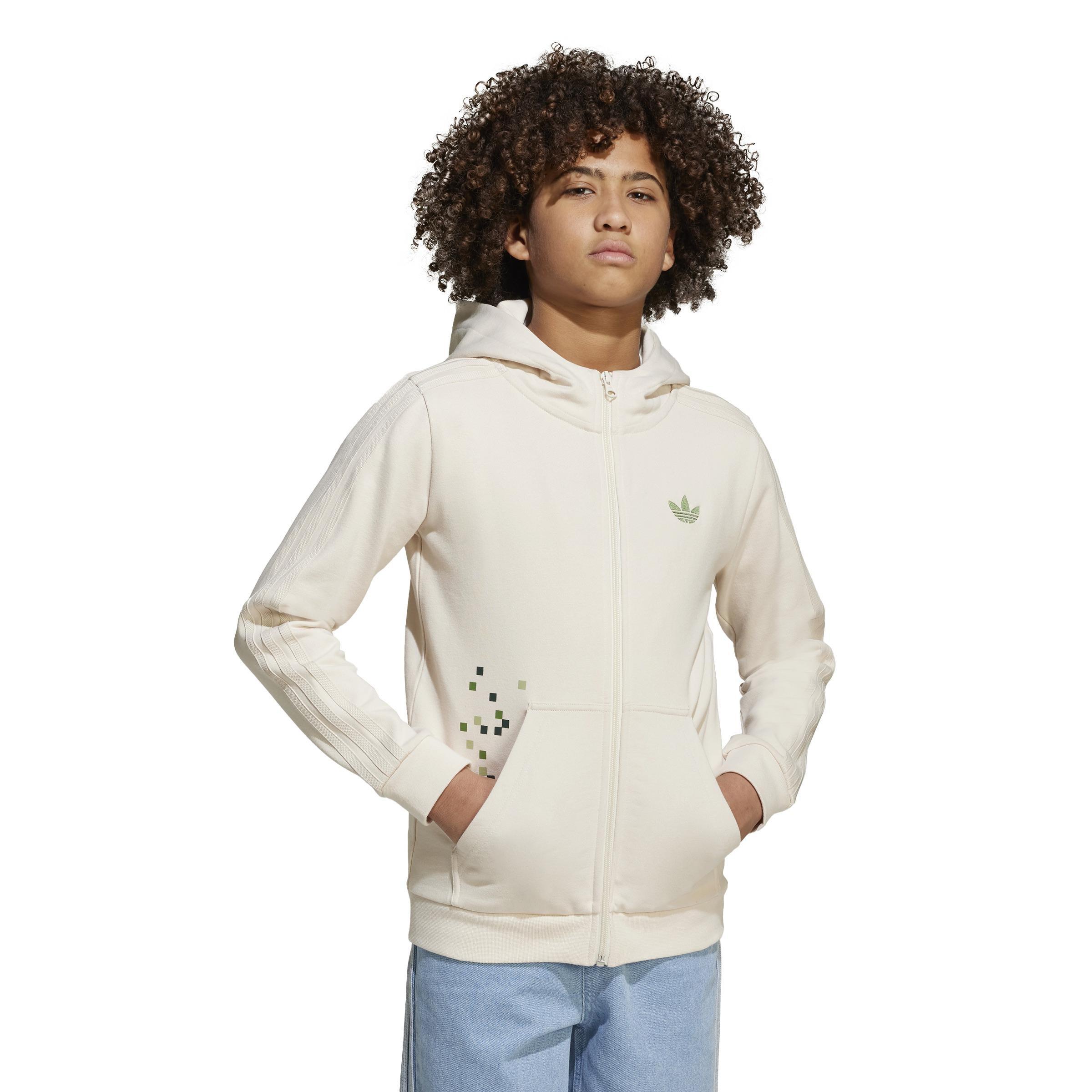 Kids Unisex adidas Originals x Minecraft Graphic Hoodie, White, A901_ONE, large image number 11