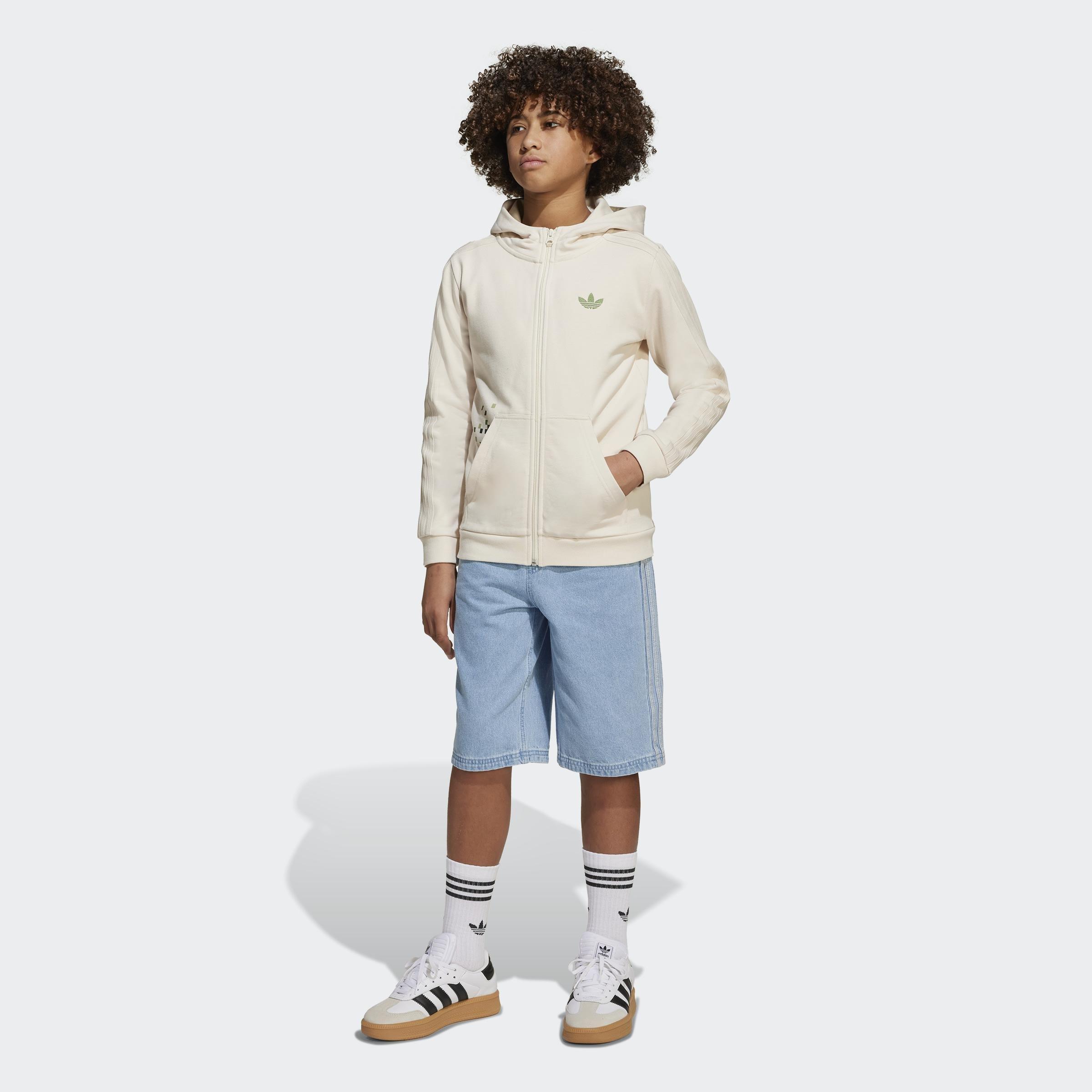 Kids Unisex adidas Originals x Minecraft Graphic Hoodie, White, A901_ONE, large image number 13