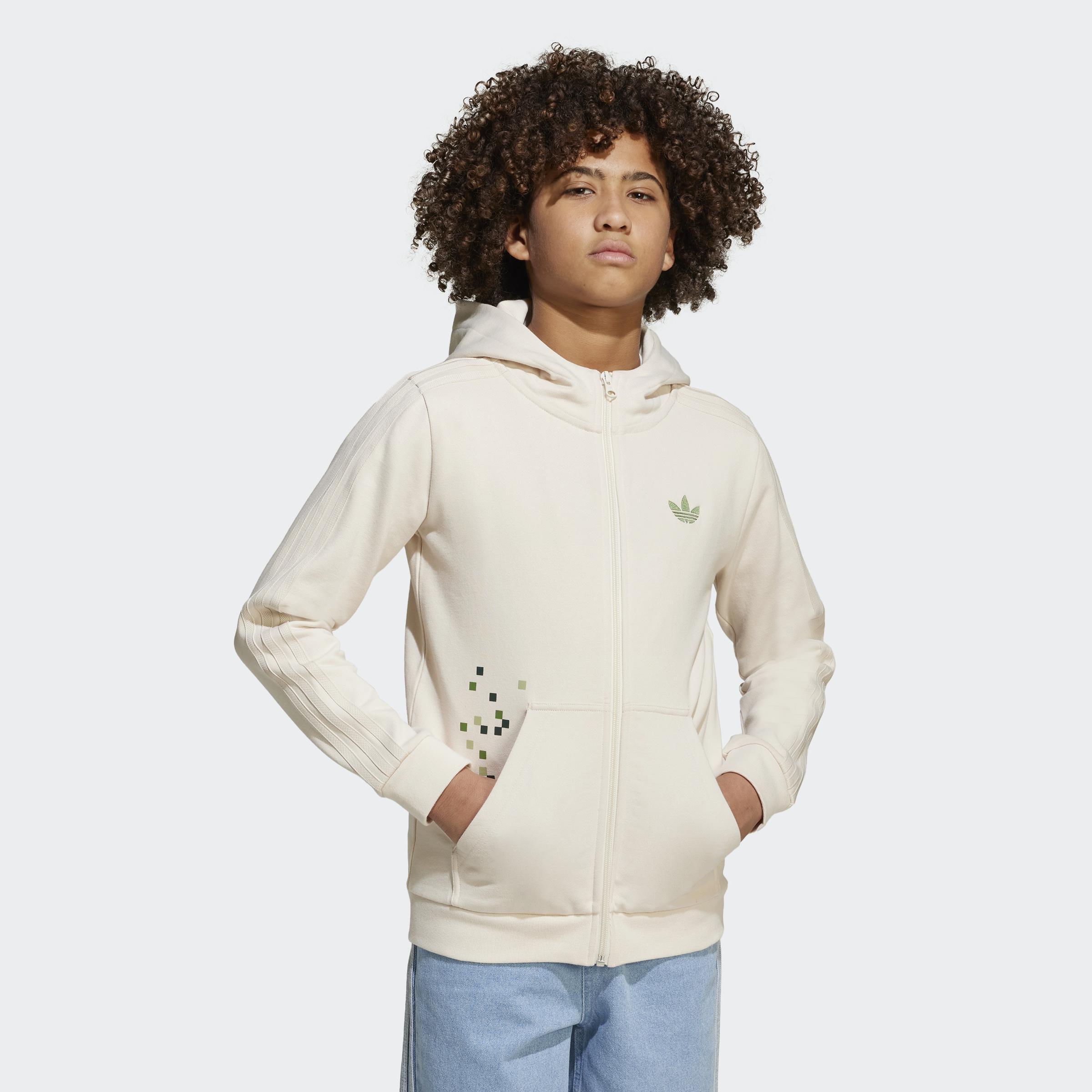 Kids Unisex adidas Originals x Minecraft Graphic Hoodie, White, A901_ONE, large image number 14