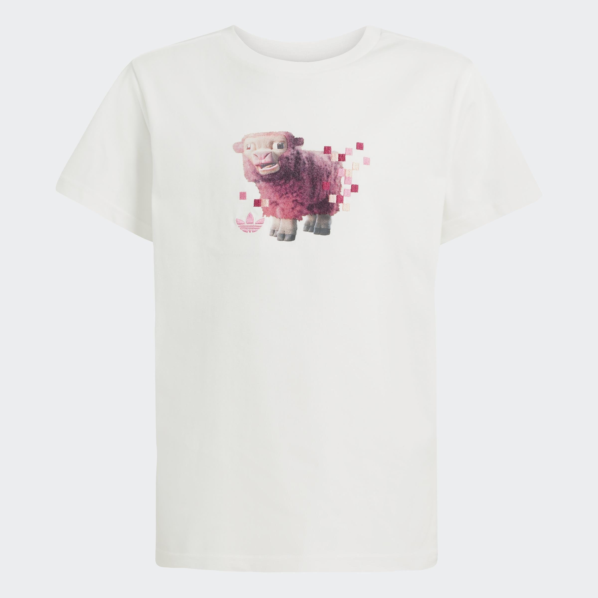 Kids Unisex adidas Originals x Minecraft Graphic Tee, White, A901_ONE, large image number 1