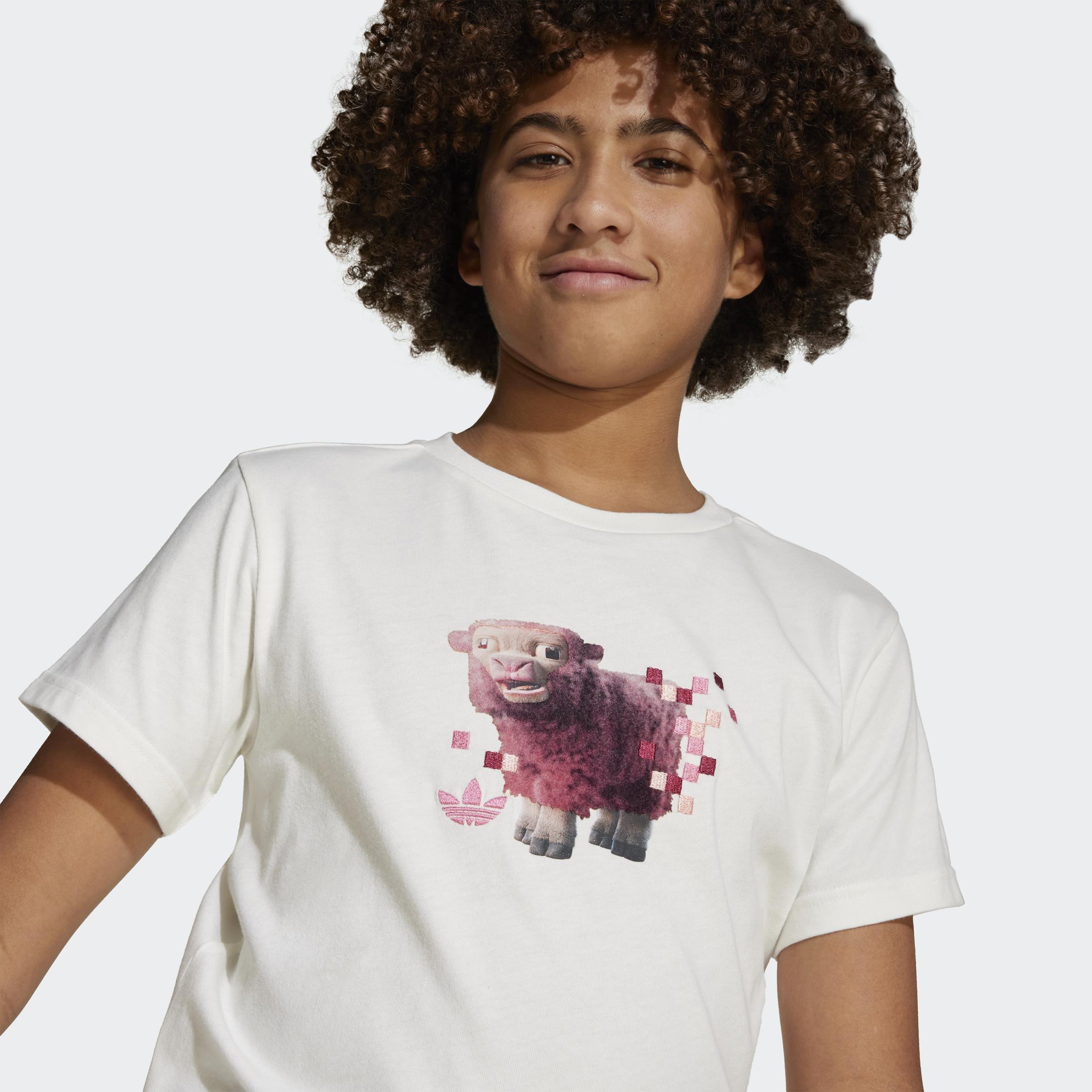 Kids Unisex adidas Originals x Minecraft Graphic Tee, White, A901_ONE, large image number 8