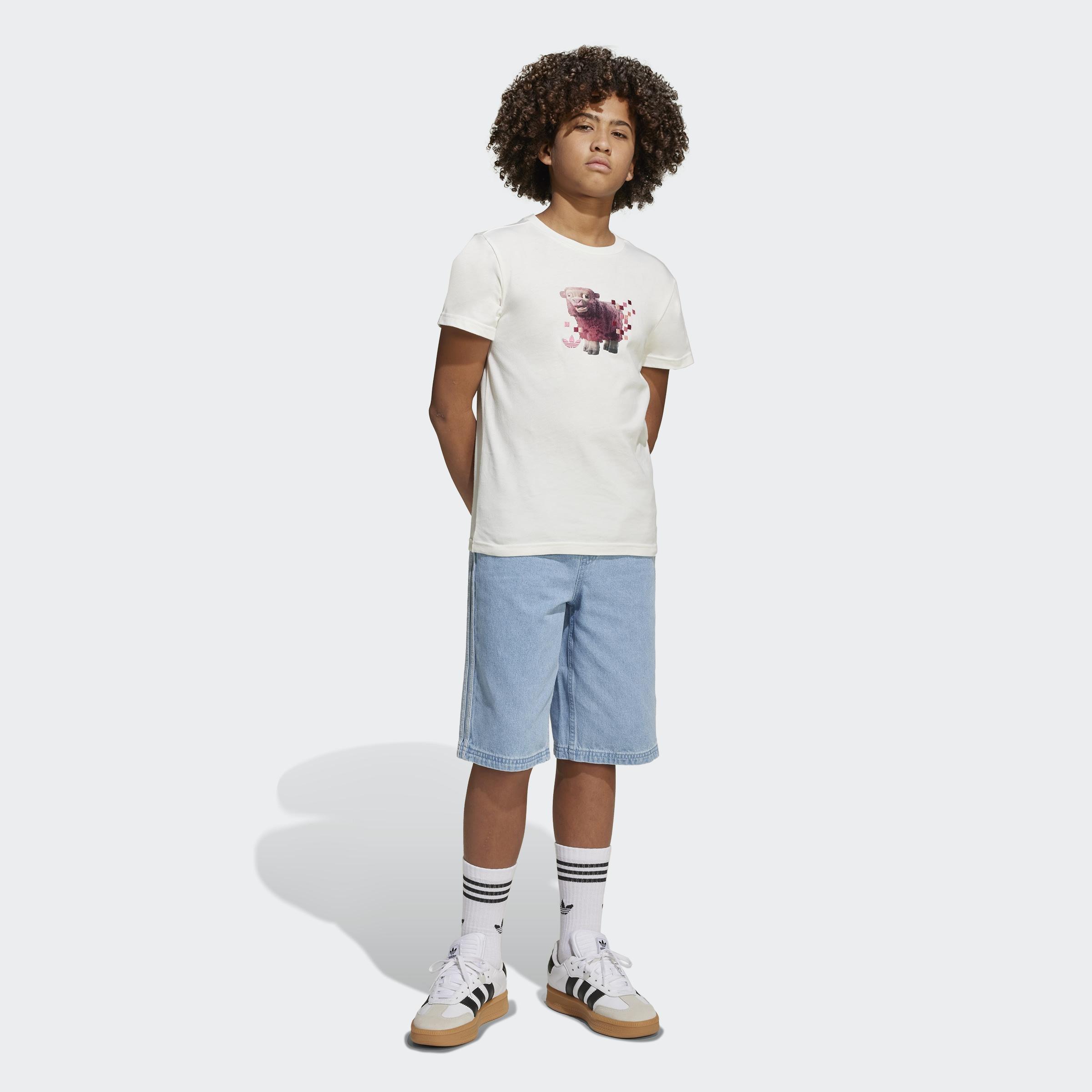 Kids Unisex adidas Originals x Minecraft Graphic Tee, White, A901_ONE, large image number 14