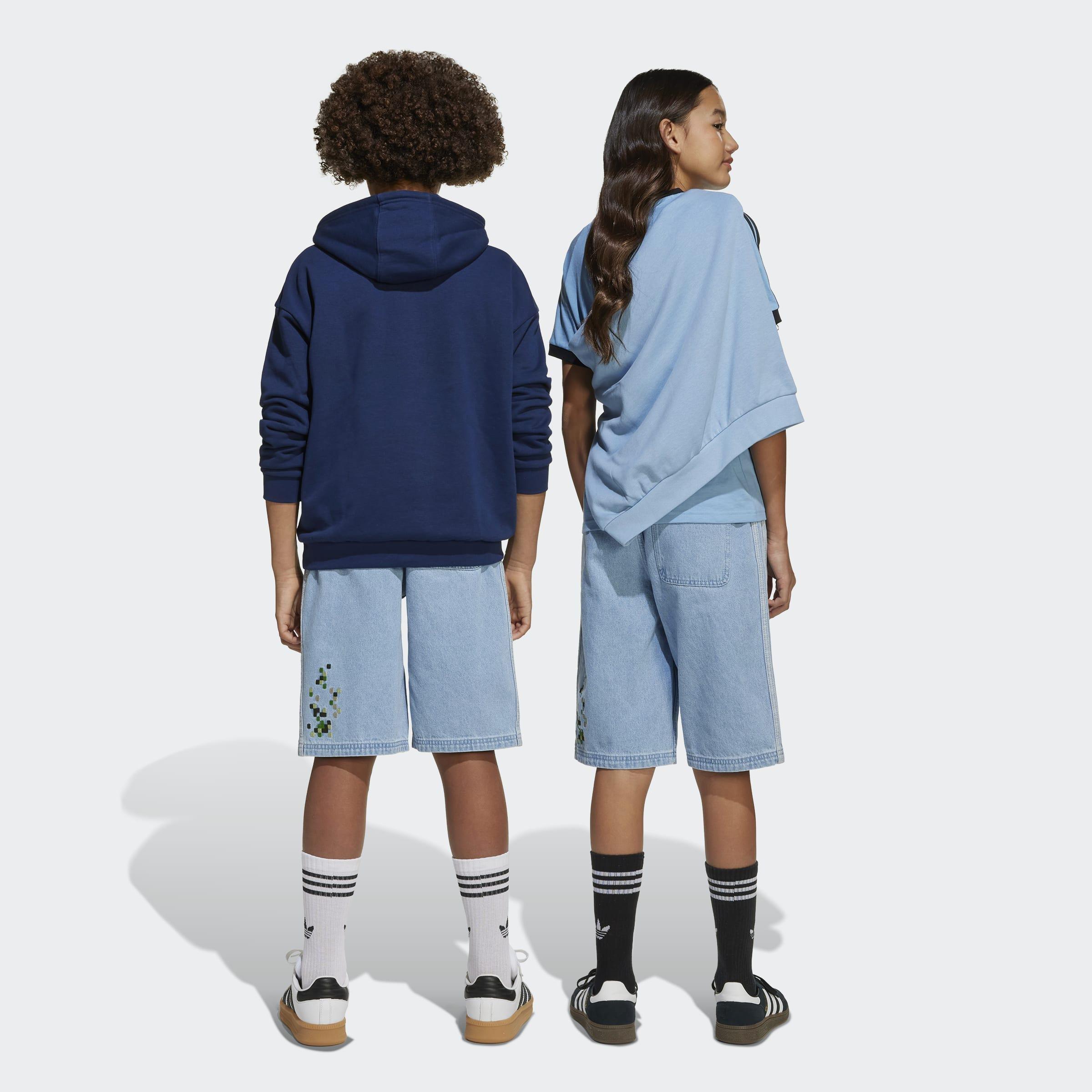 Kids Unisex Adidas Originals X Minecraft Shorts, Blue, A901_ONE, large image number 5
