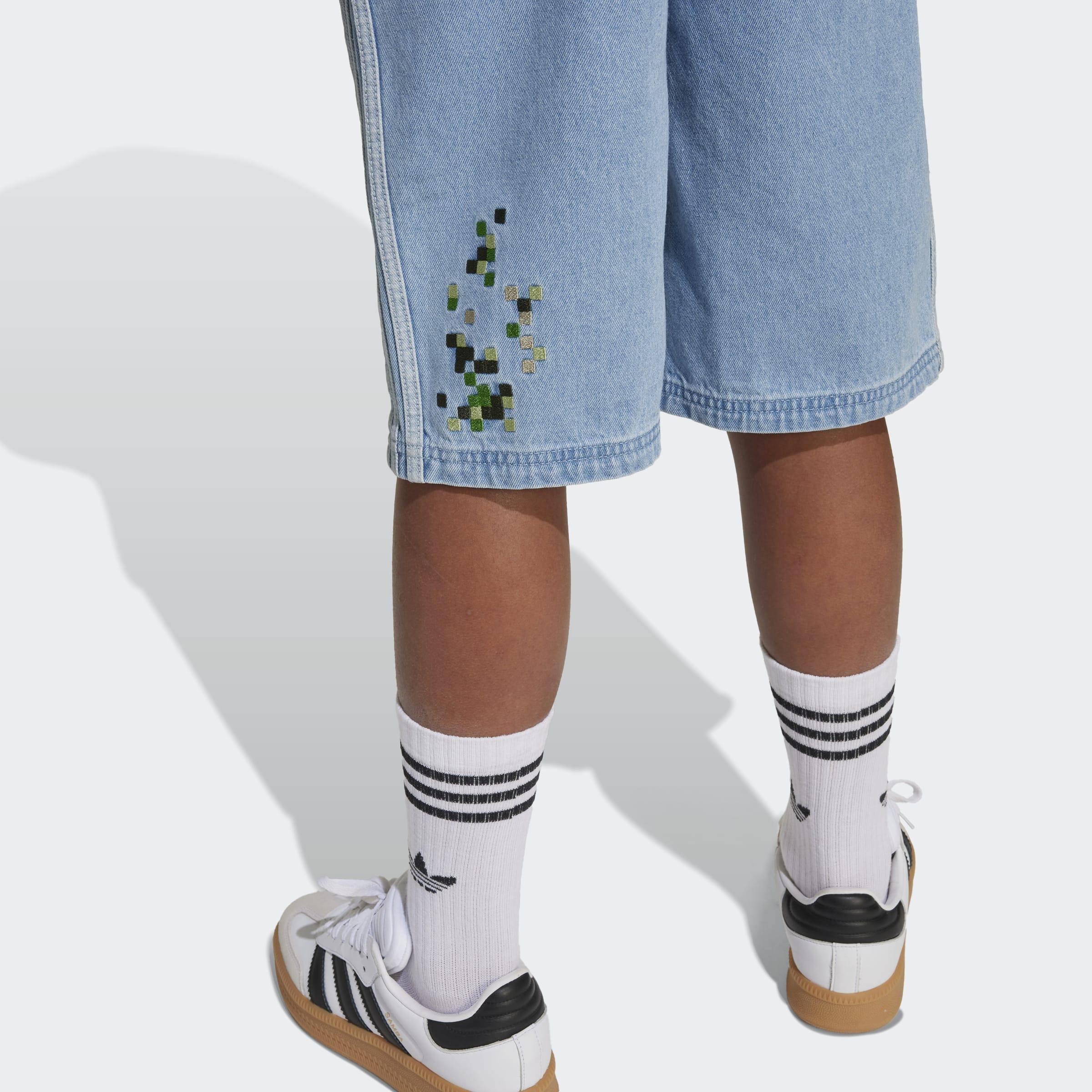 Kids Unisex Adidas Originals X Minecraft Shorts, Blue, A901_ONE, large image number 9