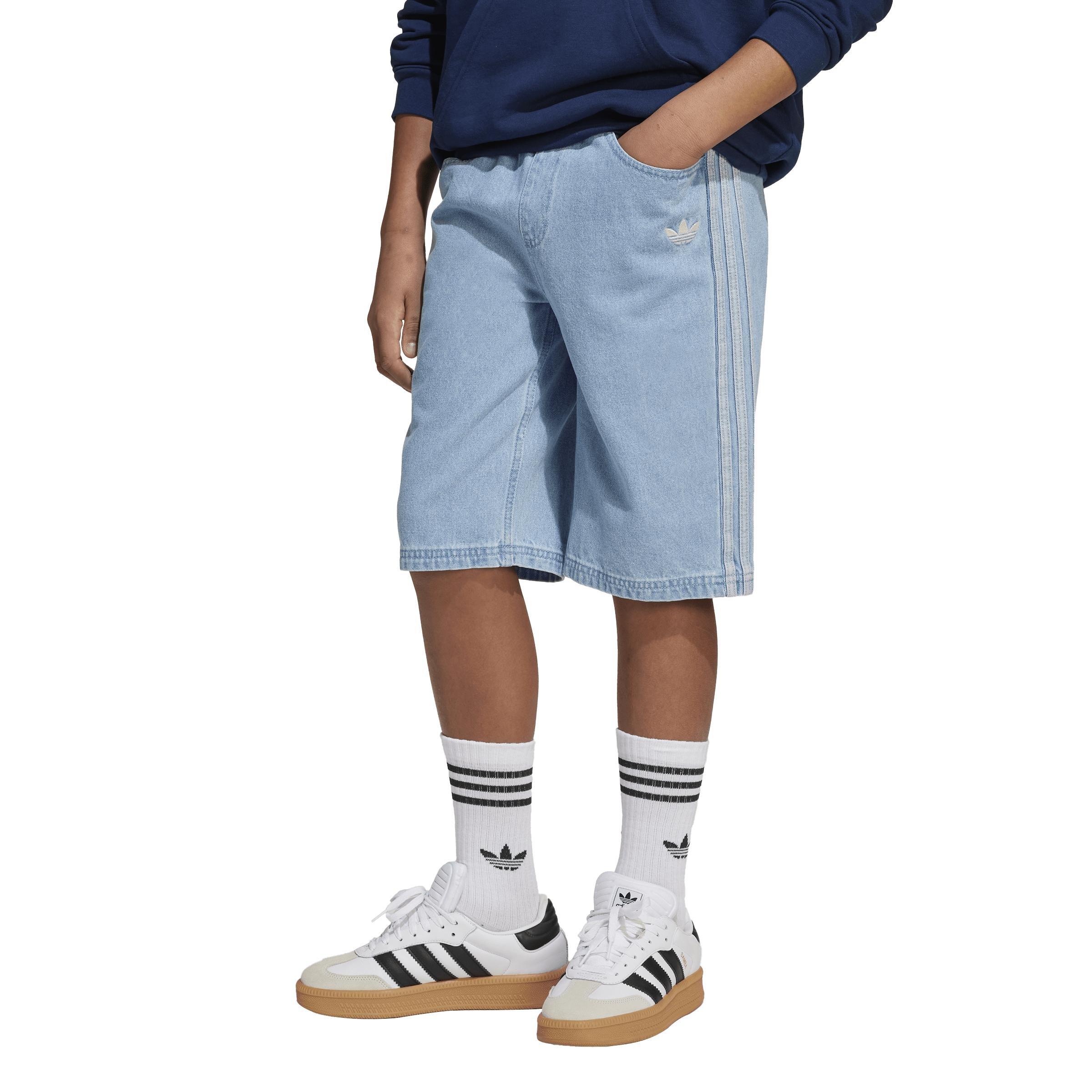 Kids Unisex Adidas Originals X Minecraft Shorts, Blue, A901_ONE, large image number 10
