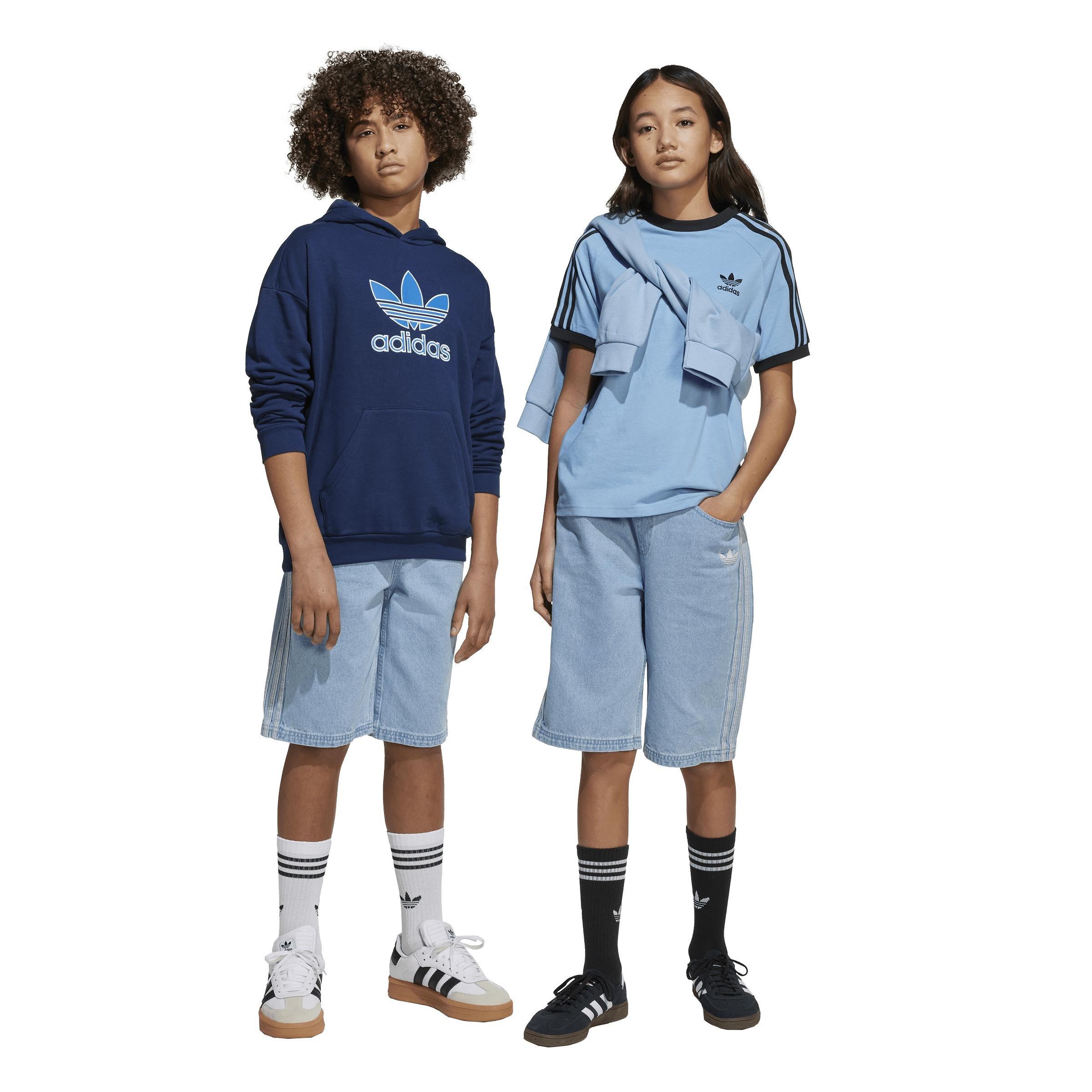 Kids Unisex Adidas Originals X Minecraft Shorts, Blue, A901_ONE, large image number 12