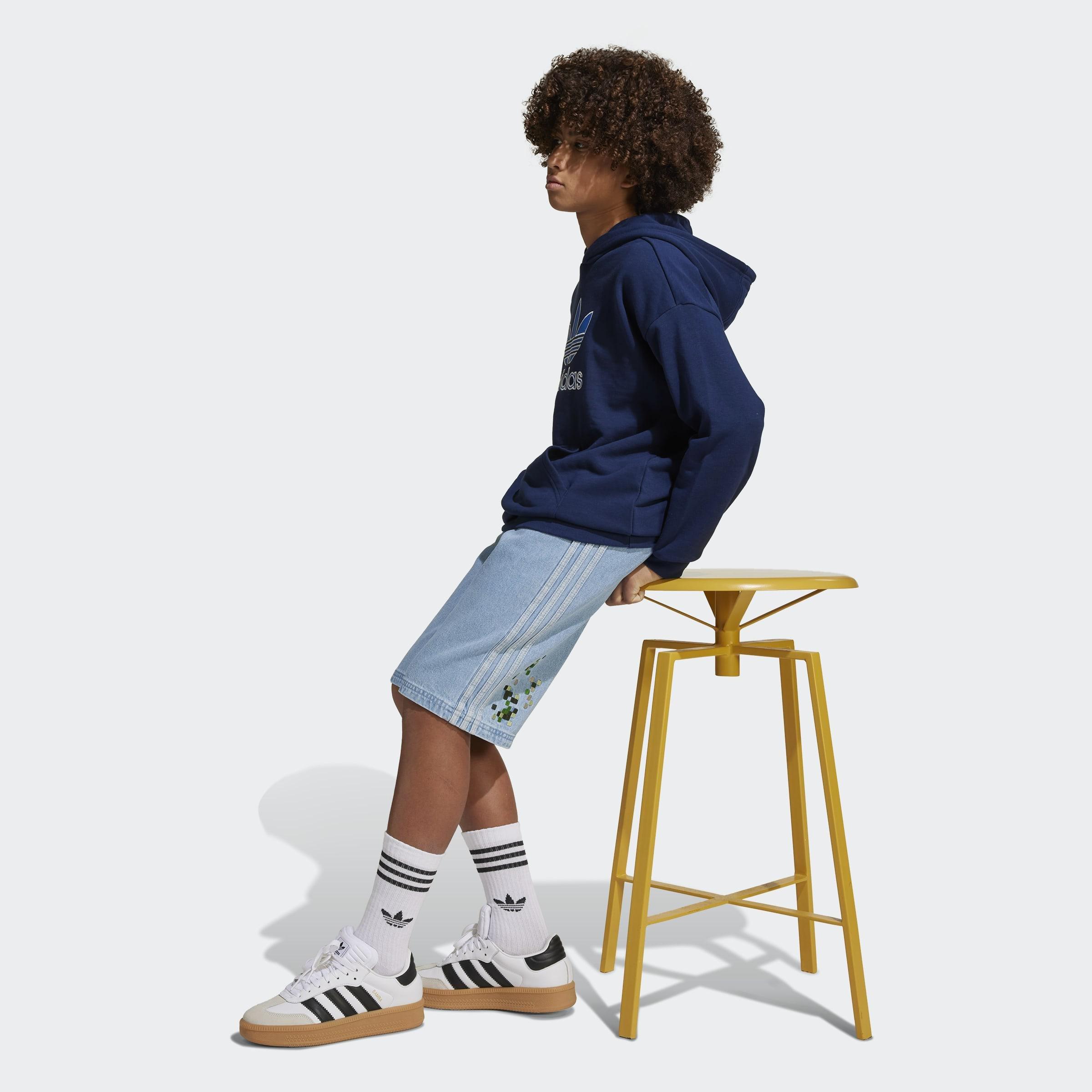 Kids Unisex Adidas Originals X Minecraft Shorts, Blue, A901_ONE, large image number 13