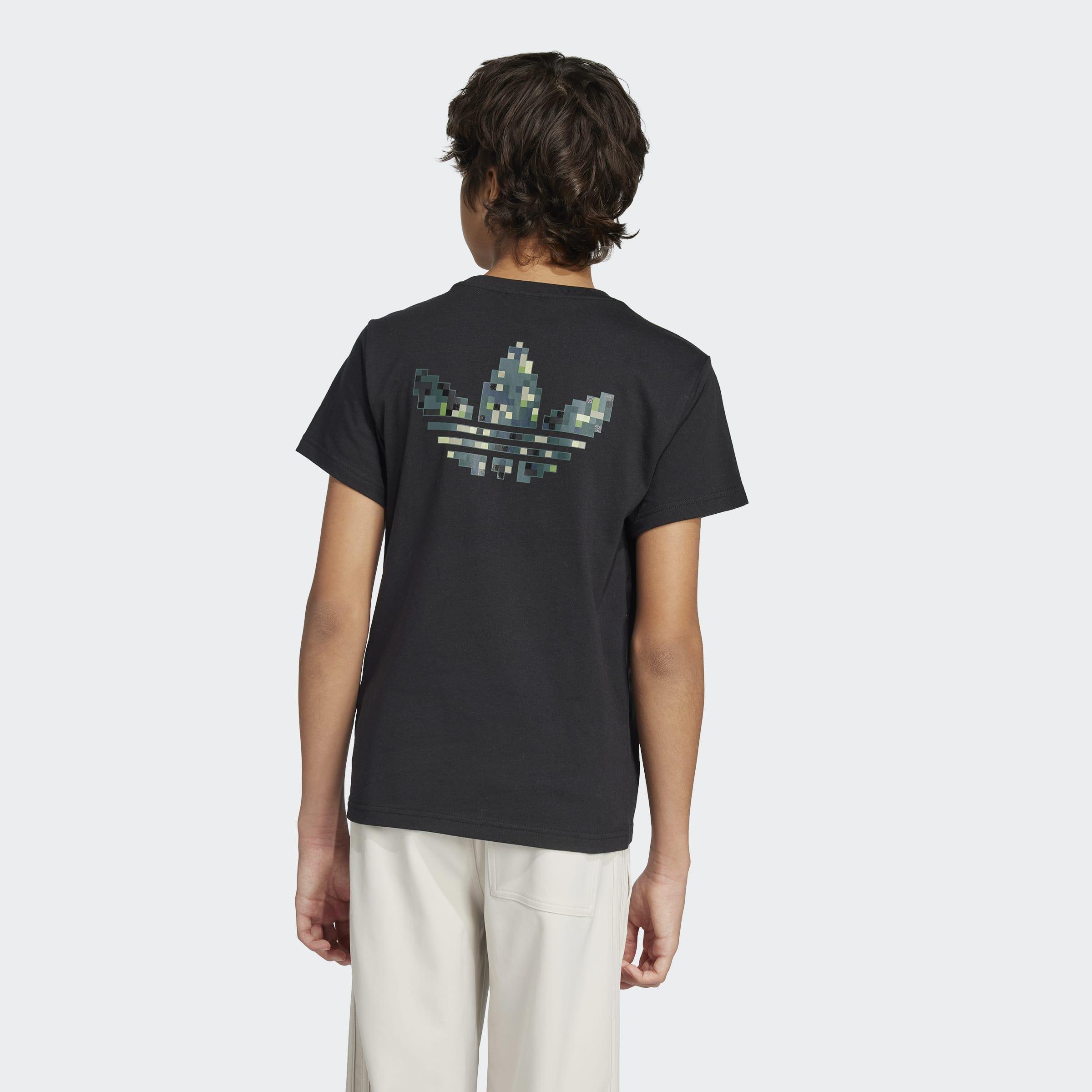 Kids Unisex adidas Originals x Minecraft Graphic T-Shirt, Black, A901_ONE, large image number 4