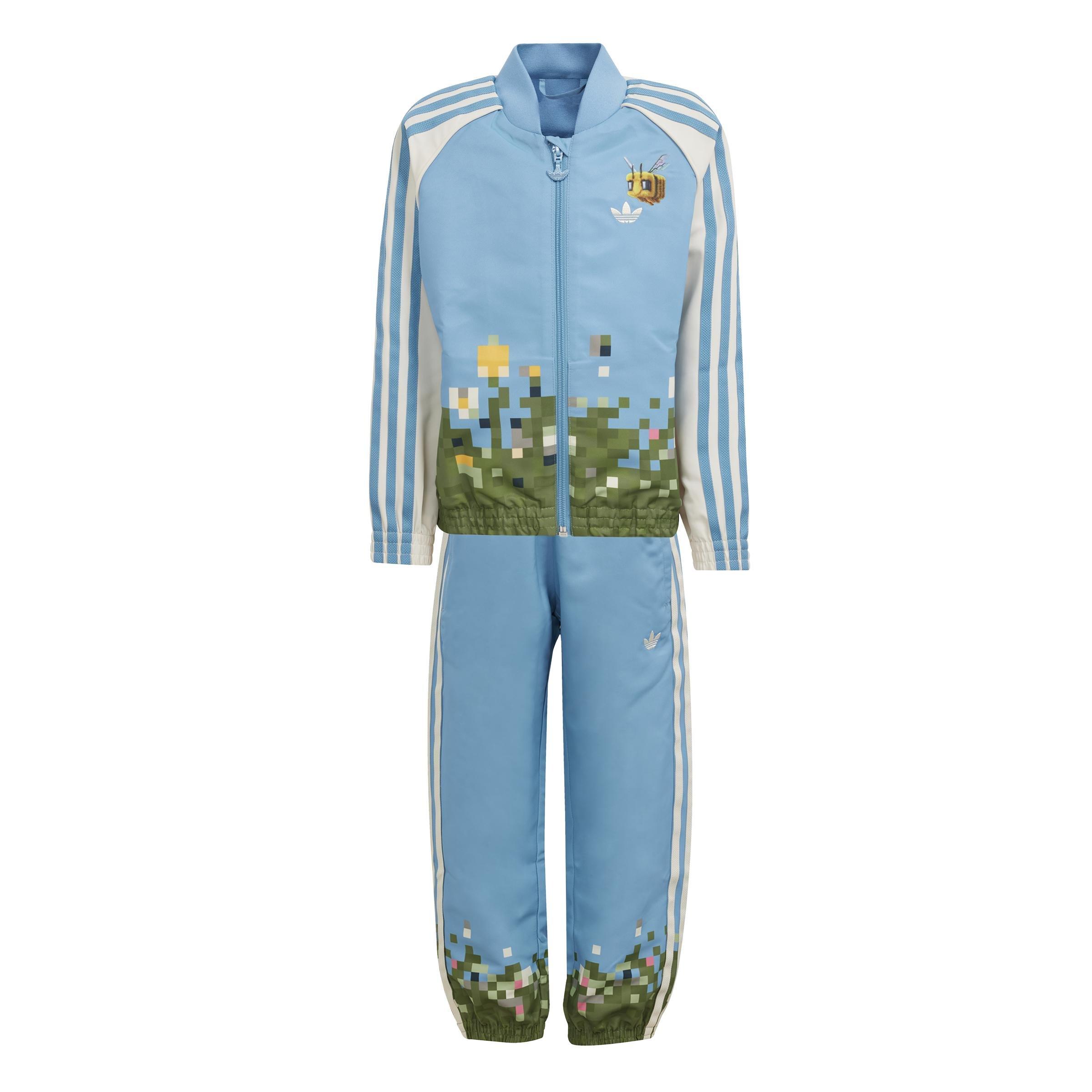 Kids Unisex adidas Originals x Minecraft Track Suit Set, Blue, A901_ONE, large image number 0