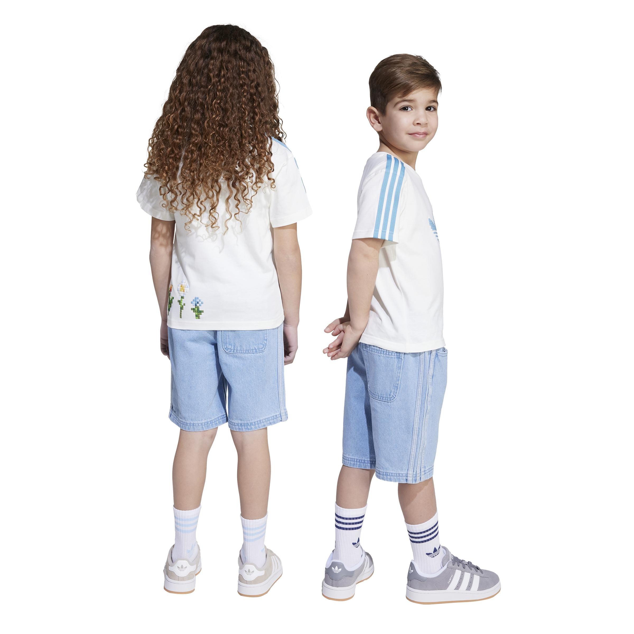 Kids Unisex adidas Originals x Minecraft Tee and Short Set, White, A901_ONE, large image number 1