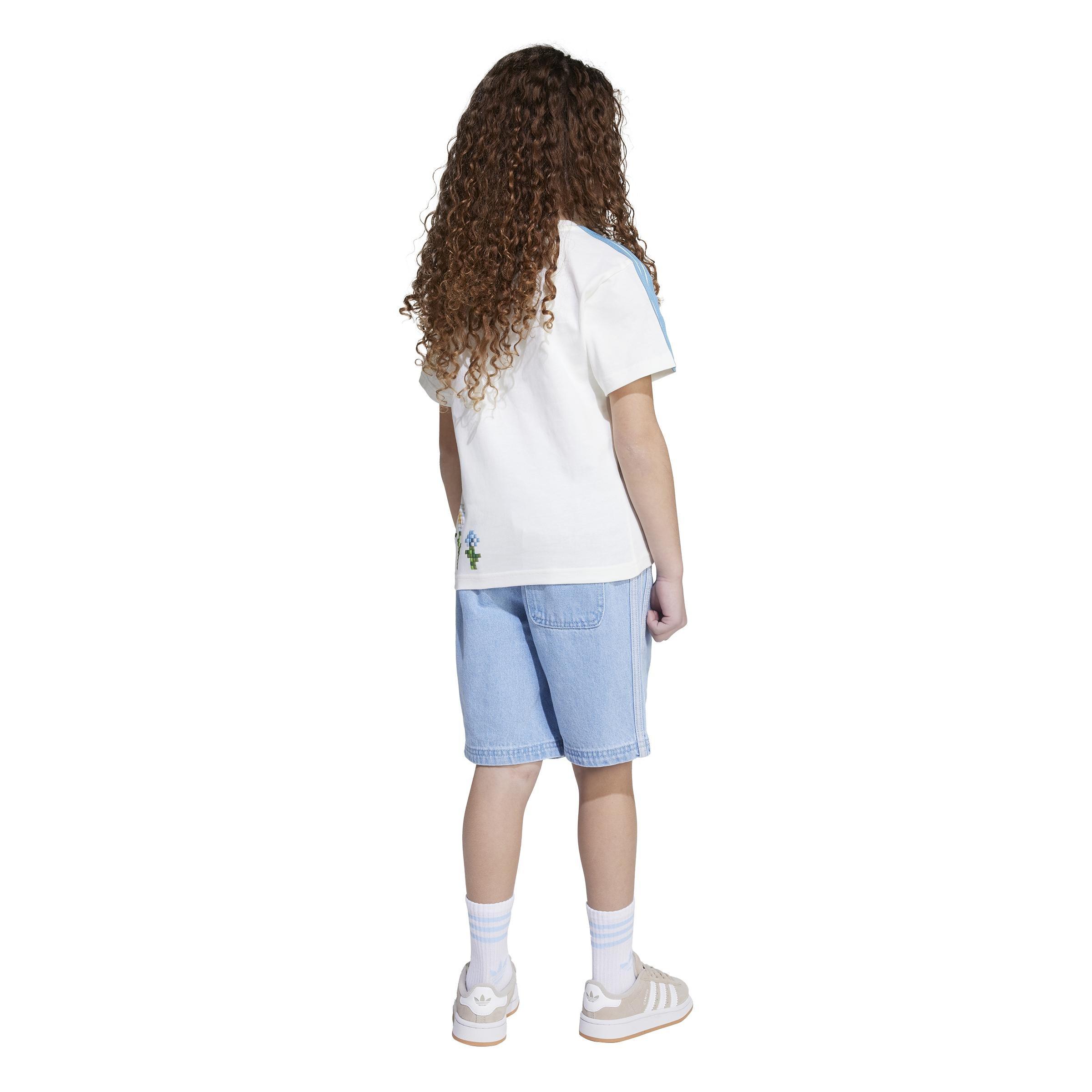 Kids Unisex adidas Originals x Minecraft Tee and Short Set, White, A901_ONE, large image number 2