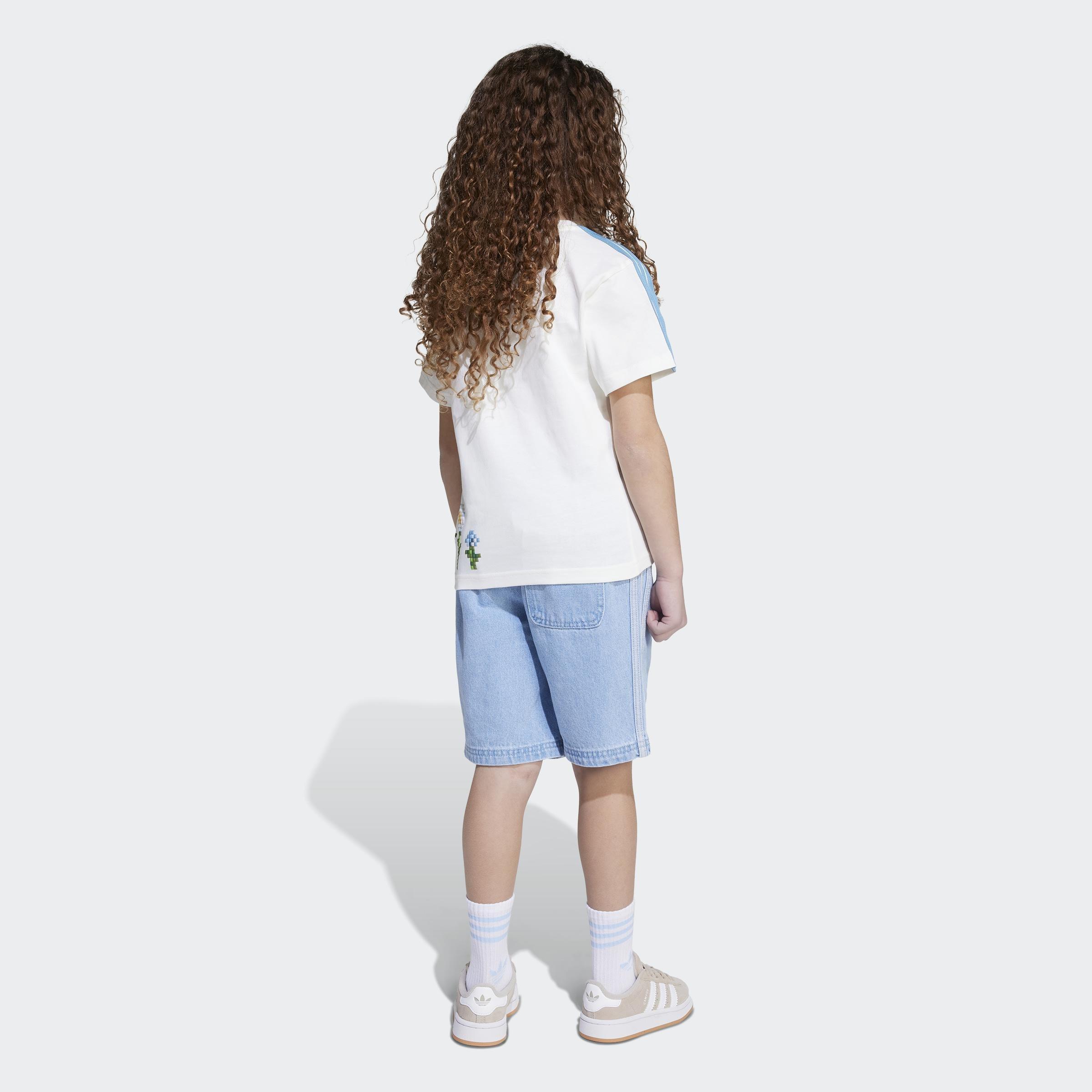 Kids Unisex adidas Originals x Minecraft Tee and Short Set, White, A901_ONE, large image number 4