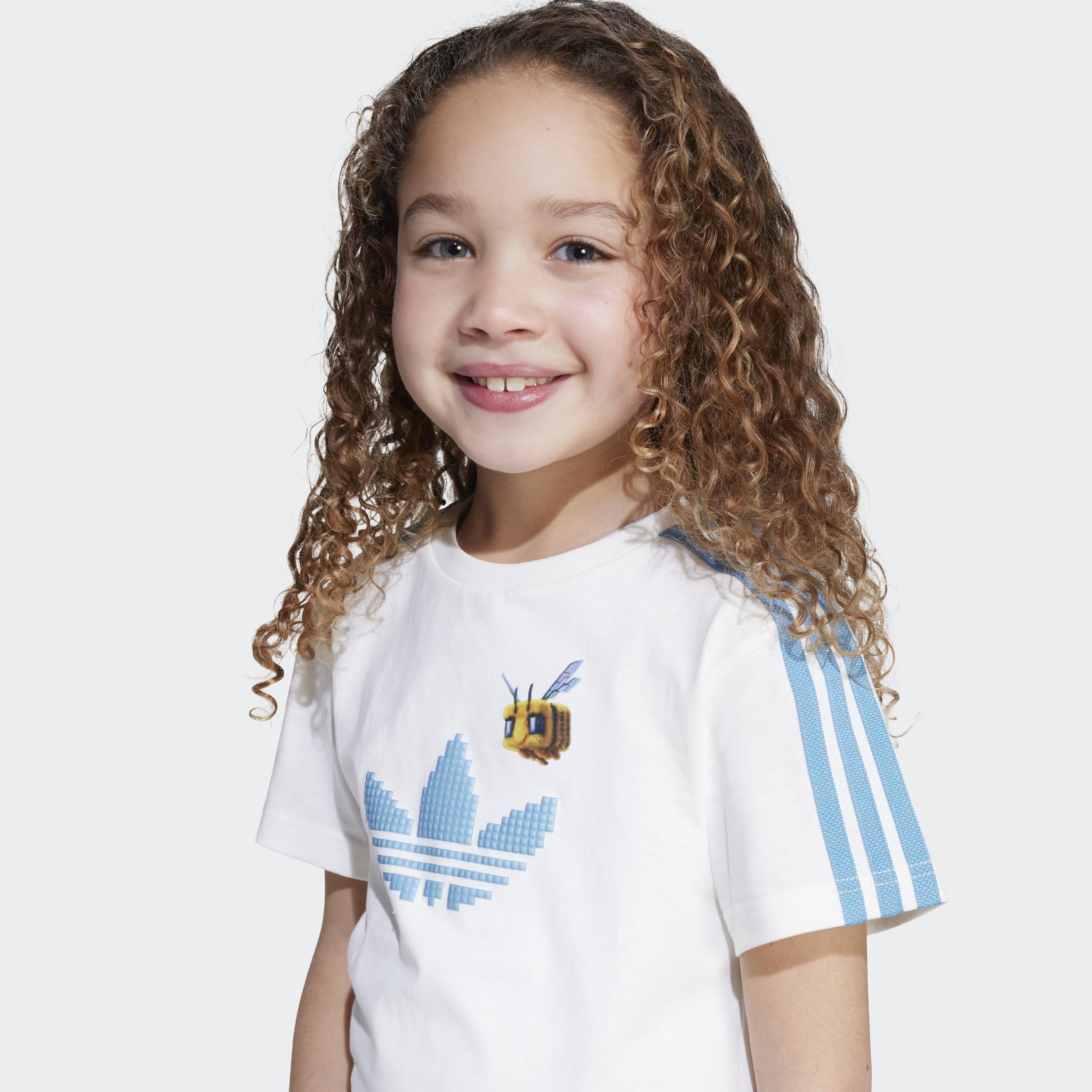 Kids Unisex adidas Originals x Minecraft Tee and Short Set, White, A901_ONE, large image number 7
