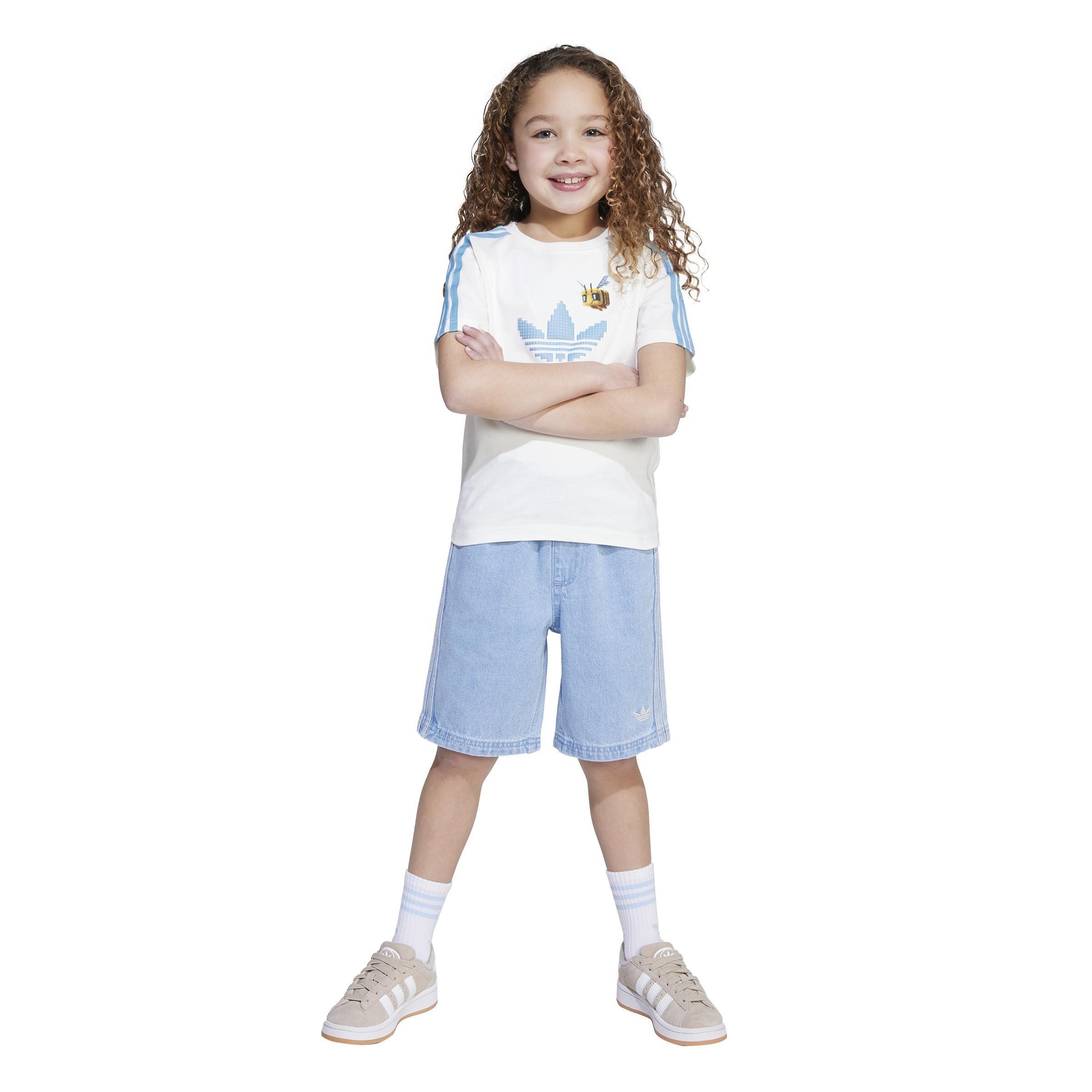 Kids Unisex adidas Originals x Minecraft Tee and Short Set, White, A901_ONE, large image number 10