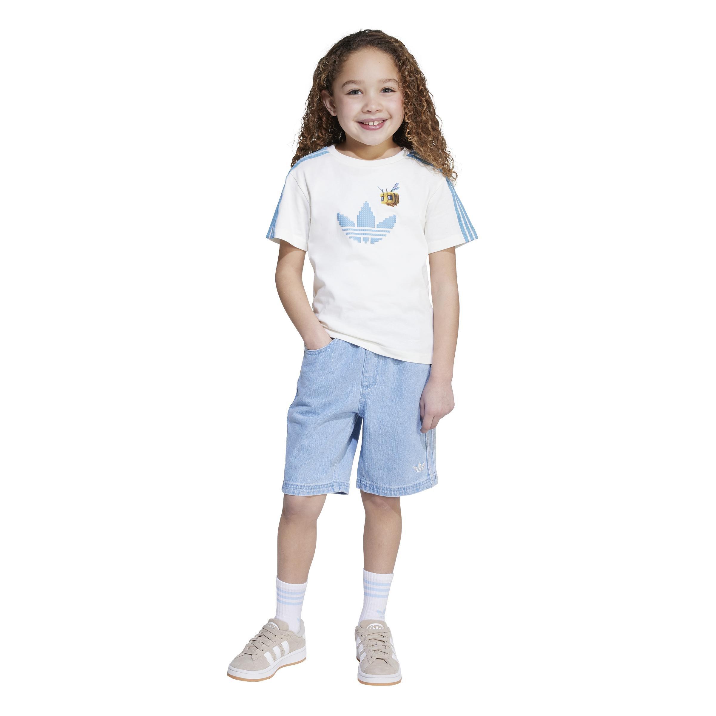 Kids Unisex adidas Originals x Minecraft Tee and Short Set, White, A901_ONE, large image number 11