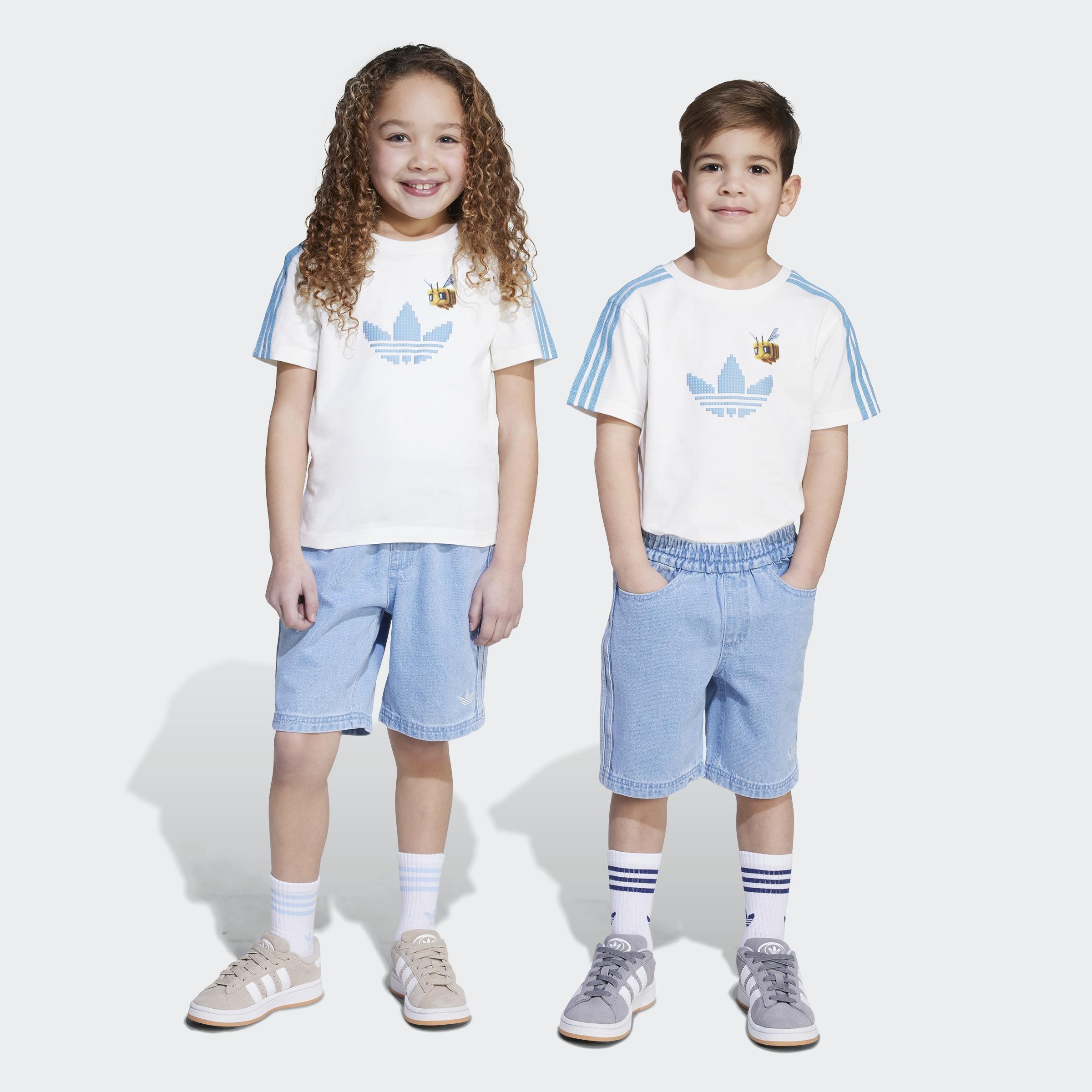 Kids Unisex adidas Originals x Minecraft Tee and Short Set, White, A901_ONE, large image number 14