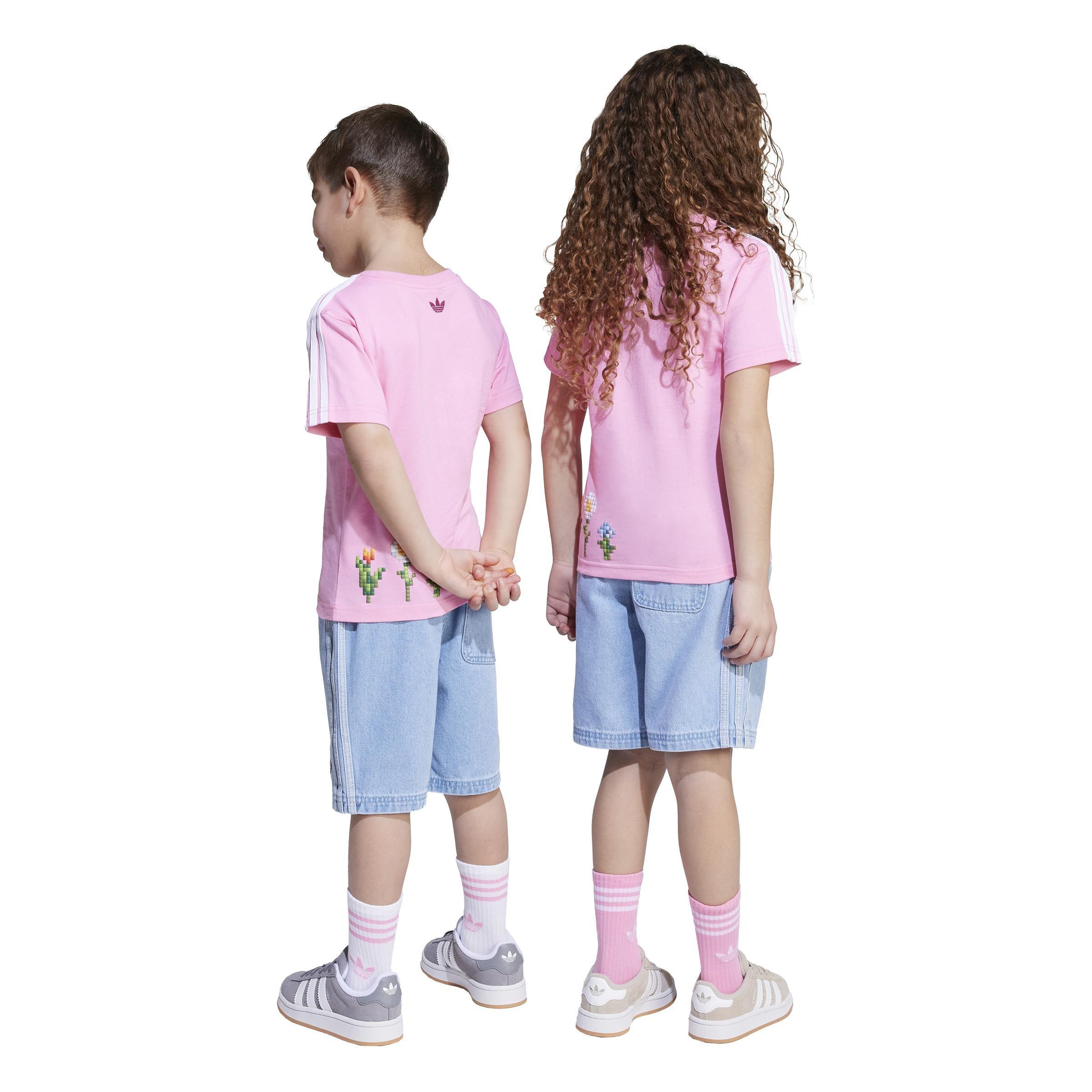 Kids Unisex adidas Originals x Minecraft Tee and Short Set, Pink, A901_ONE, large image number 2