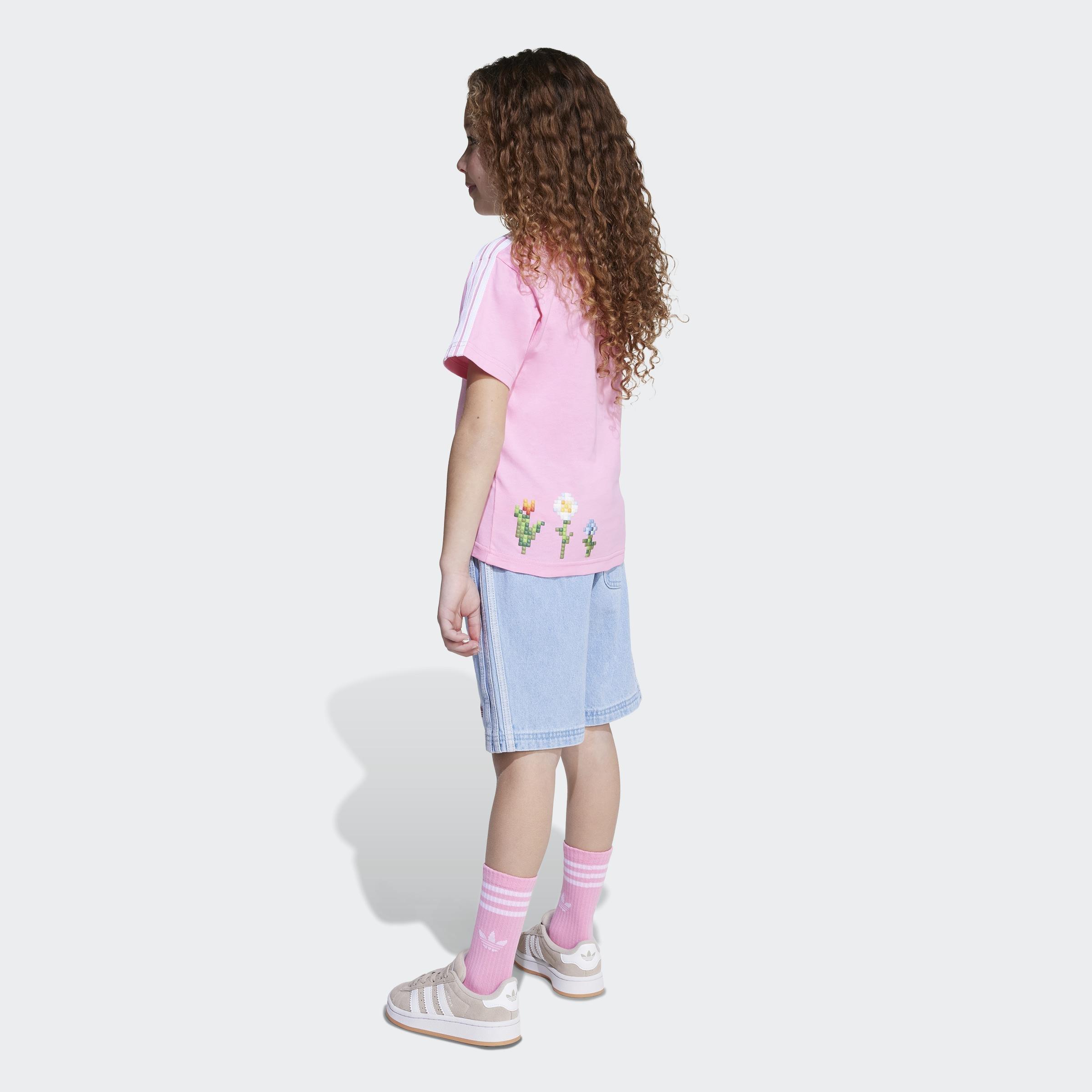 Kids Unisex adidas Originals x Minecraft Tee and Short Set, Pink, A901_ONE, large image number 3
