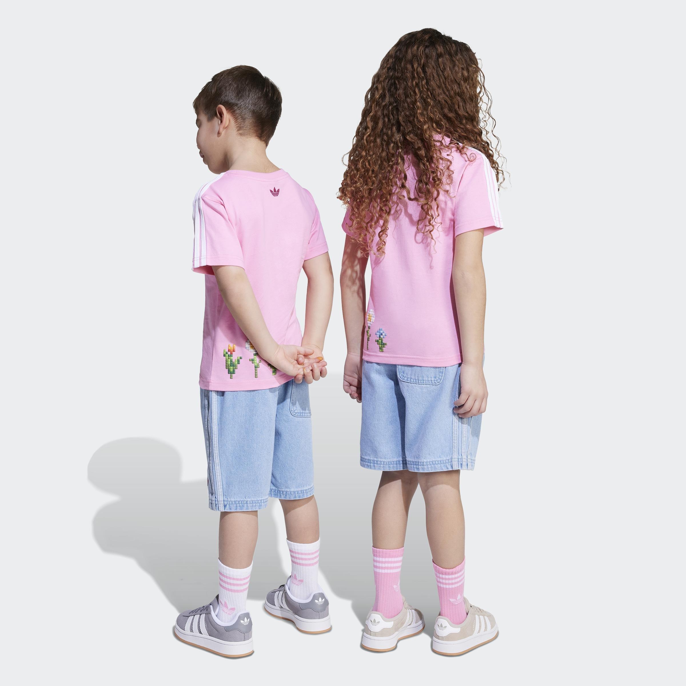 Kids Unisex adidas Originals x Minecraft Tee and Short Set, Pink, A901_ONE, large image number 4