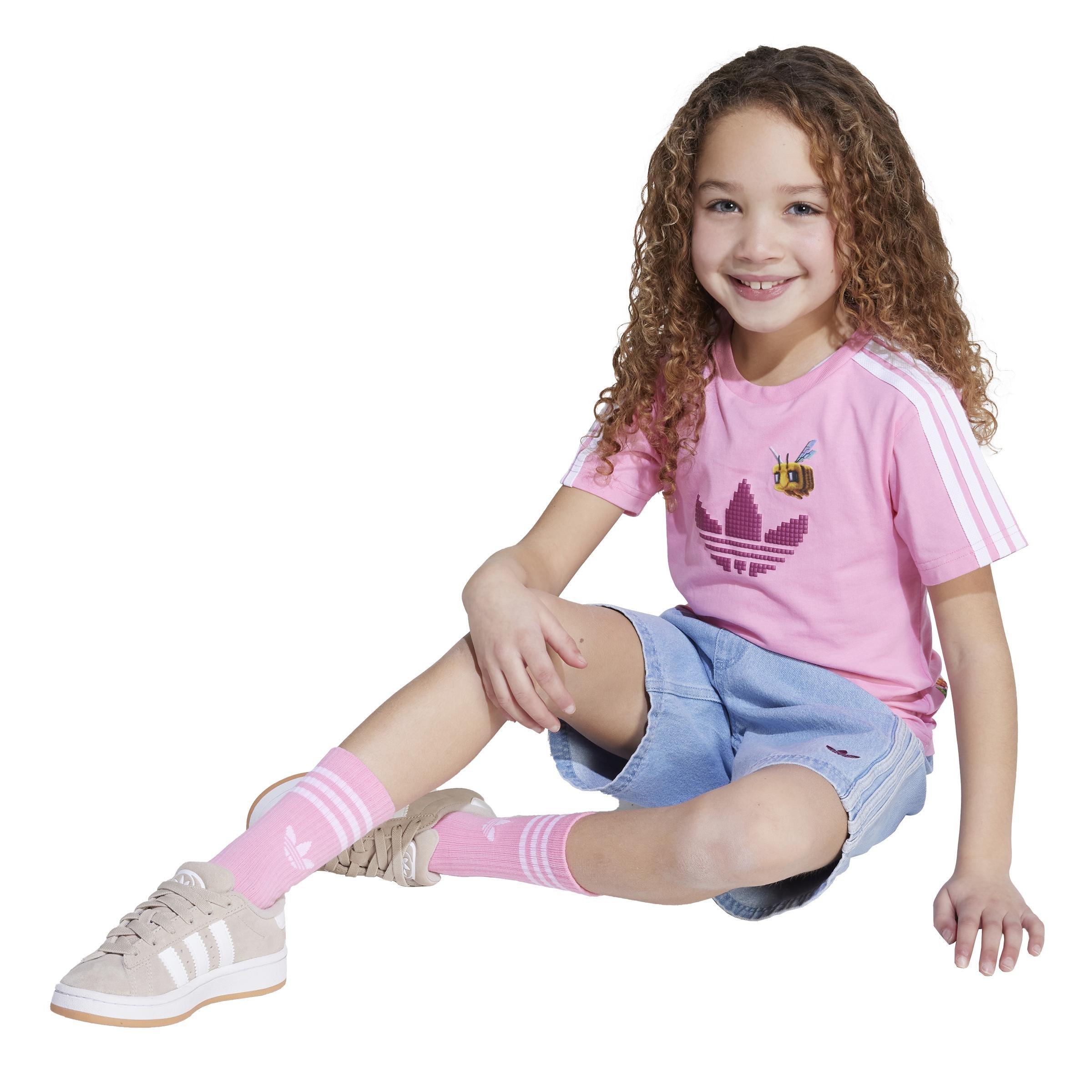 Kids Unisex adidas Originals x Minecraft Tee and Short Set, Pink, A901_ONE, large image number 5