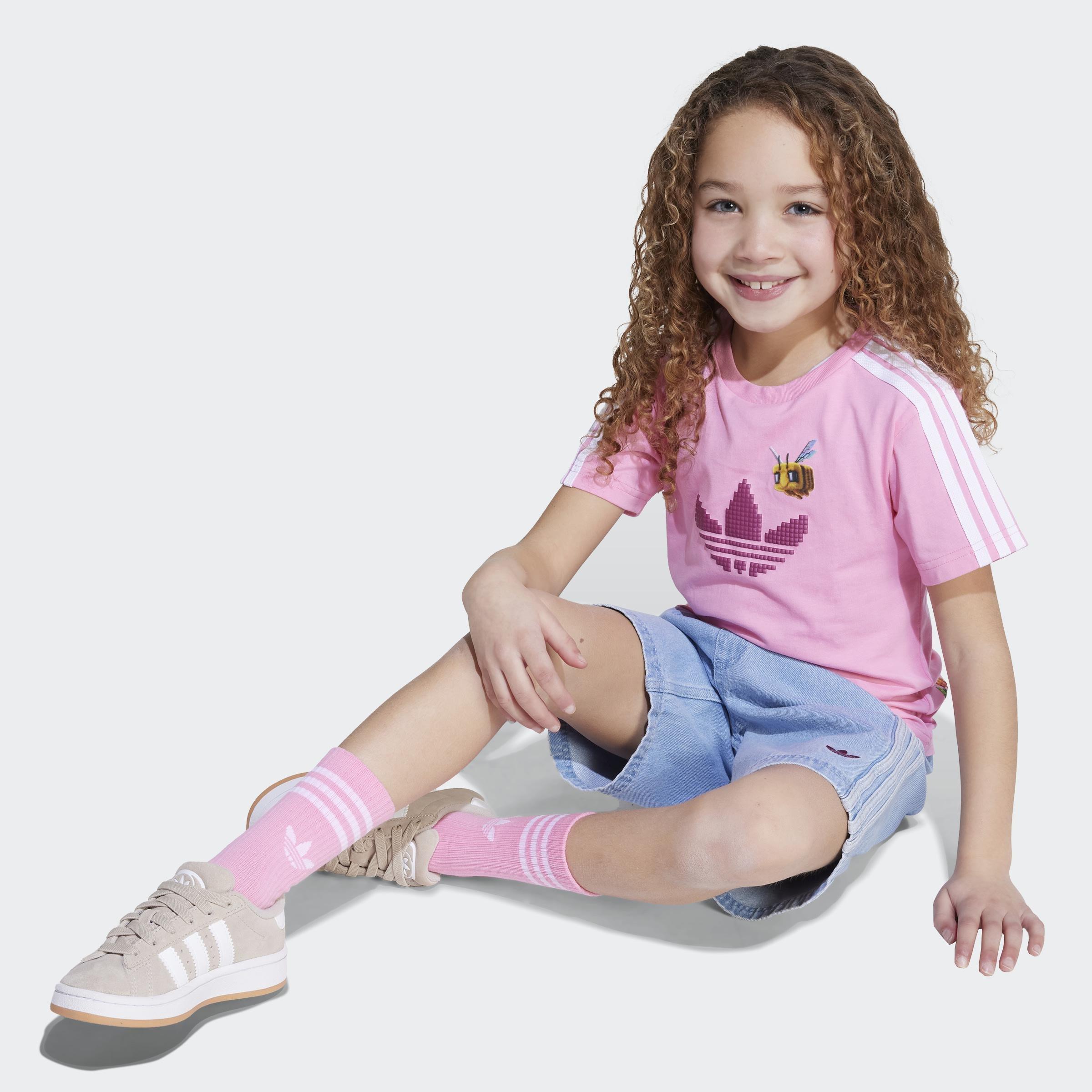 Kids Unisex adidas Originals x Minecraft Tee and Short Set, Pink, A901_ONE, large image number 8