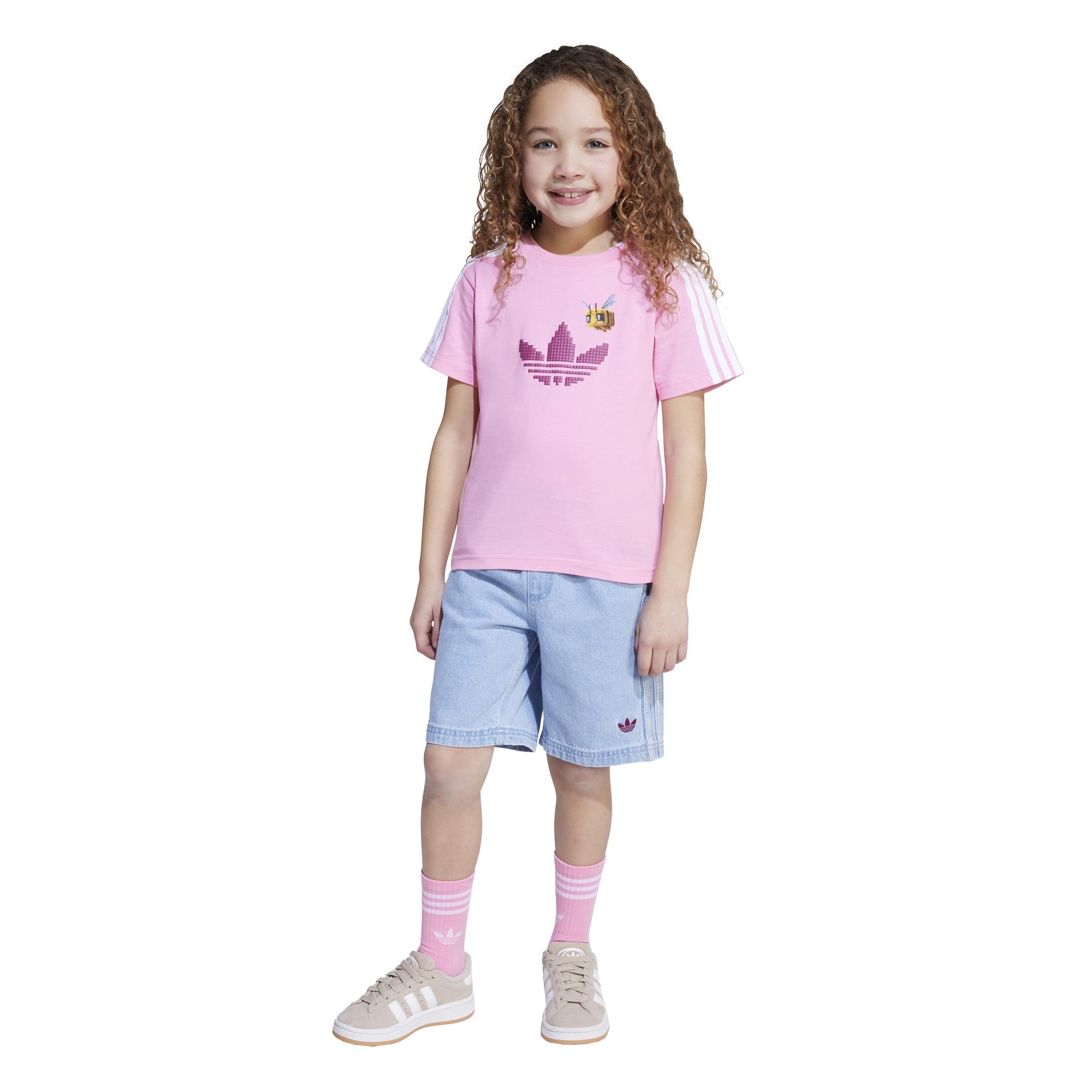 Kids Unisex adidas Originals x Minecraft Tee and Short Set, Pink, A901_ONE, large image number 9