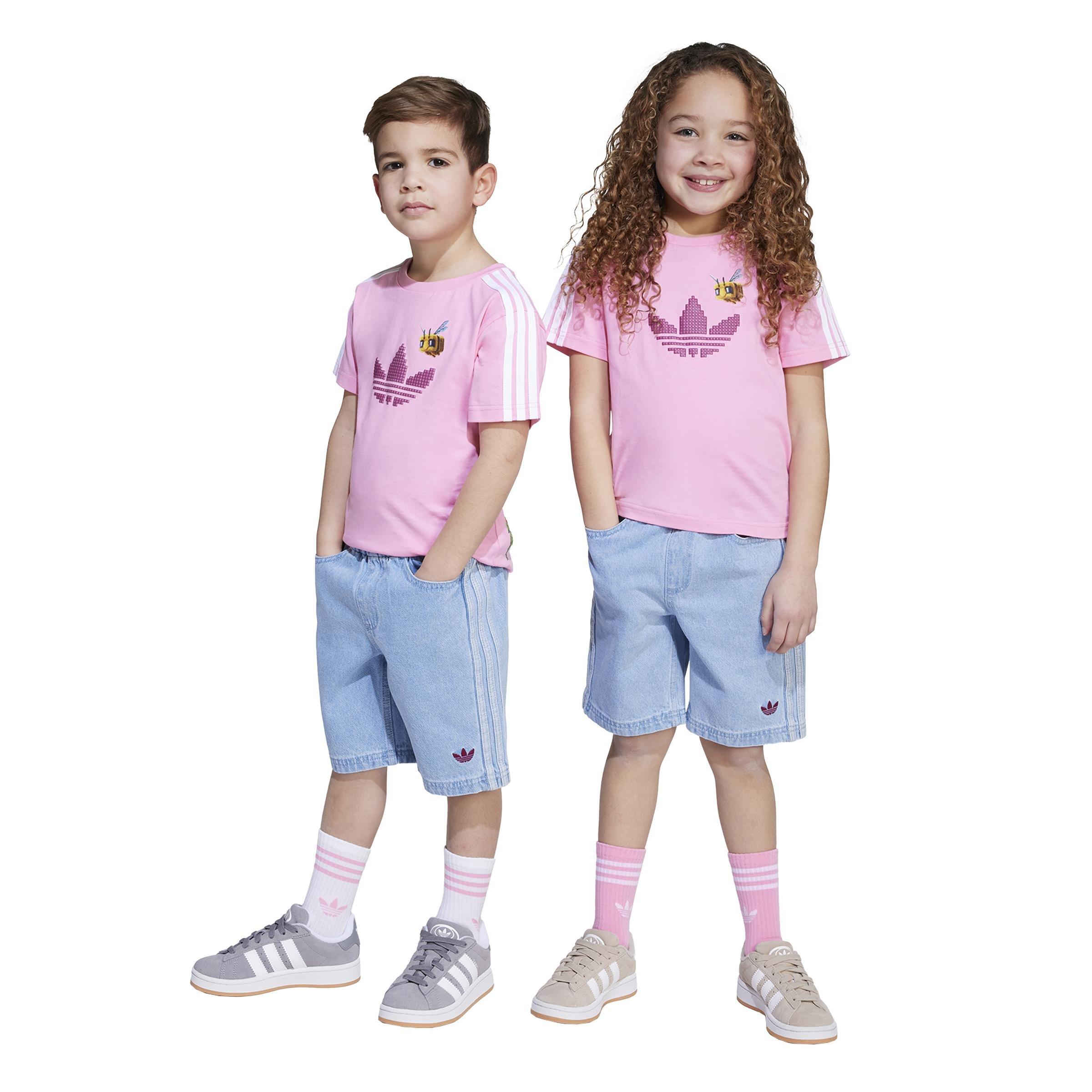 Kids Unisex adidas Originals x Minecraft Tee and Short Set, Pink, A901_ONE, large image number 10