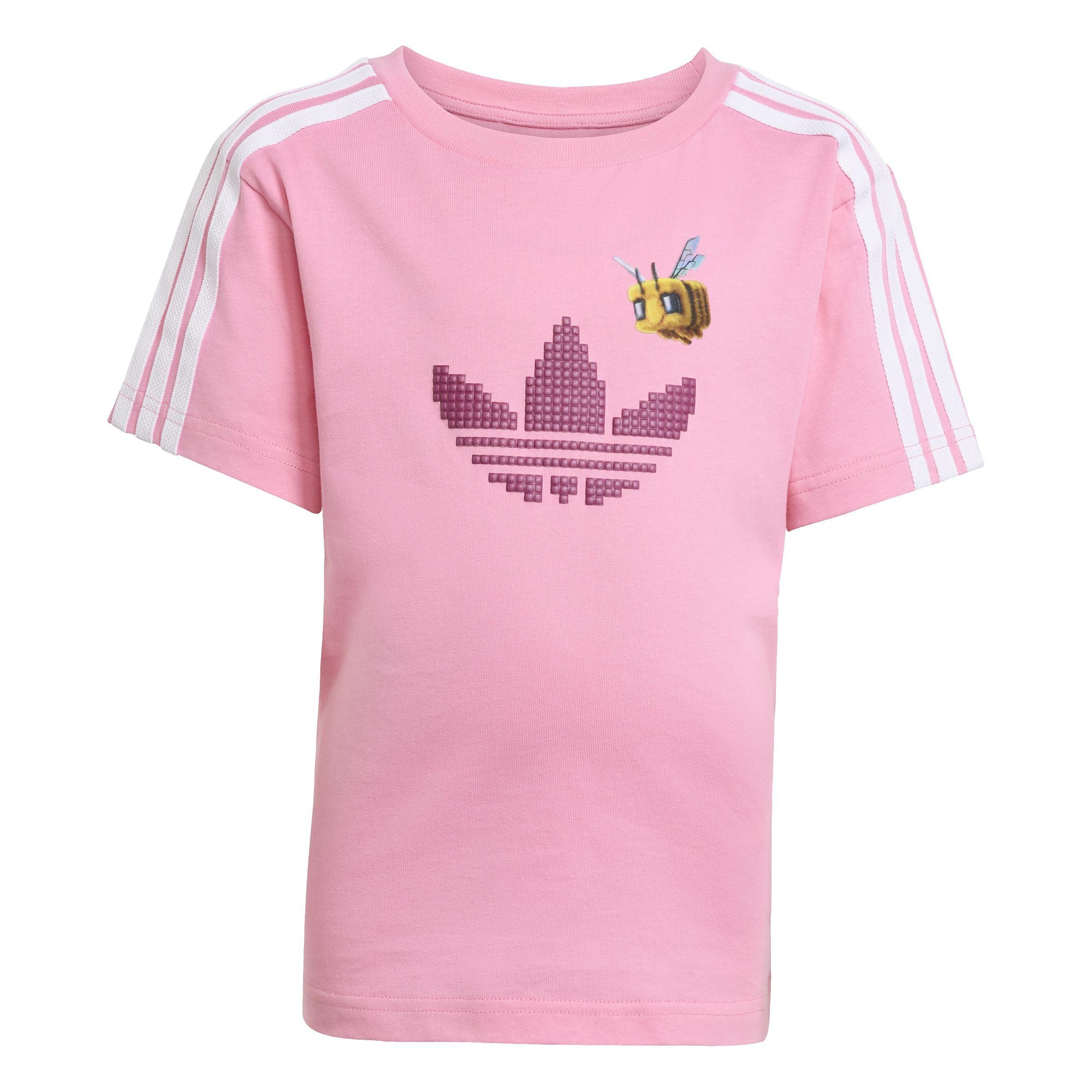 Kids Unisex adidas Originals x Minecraft Tee and Short Set, Pink, A901_ONE, large image number 11