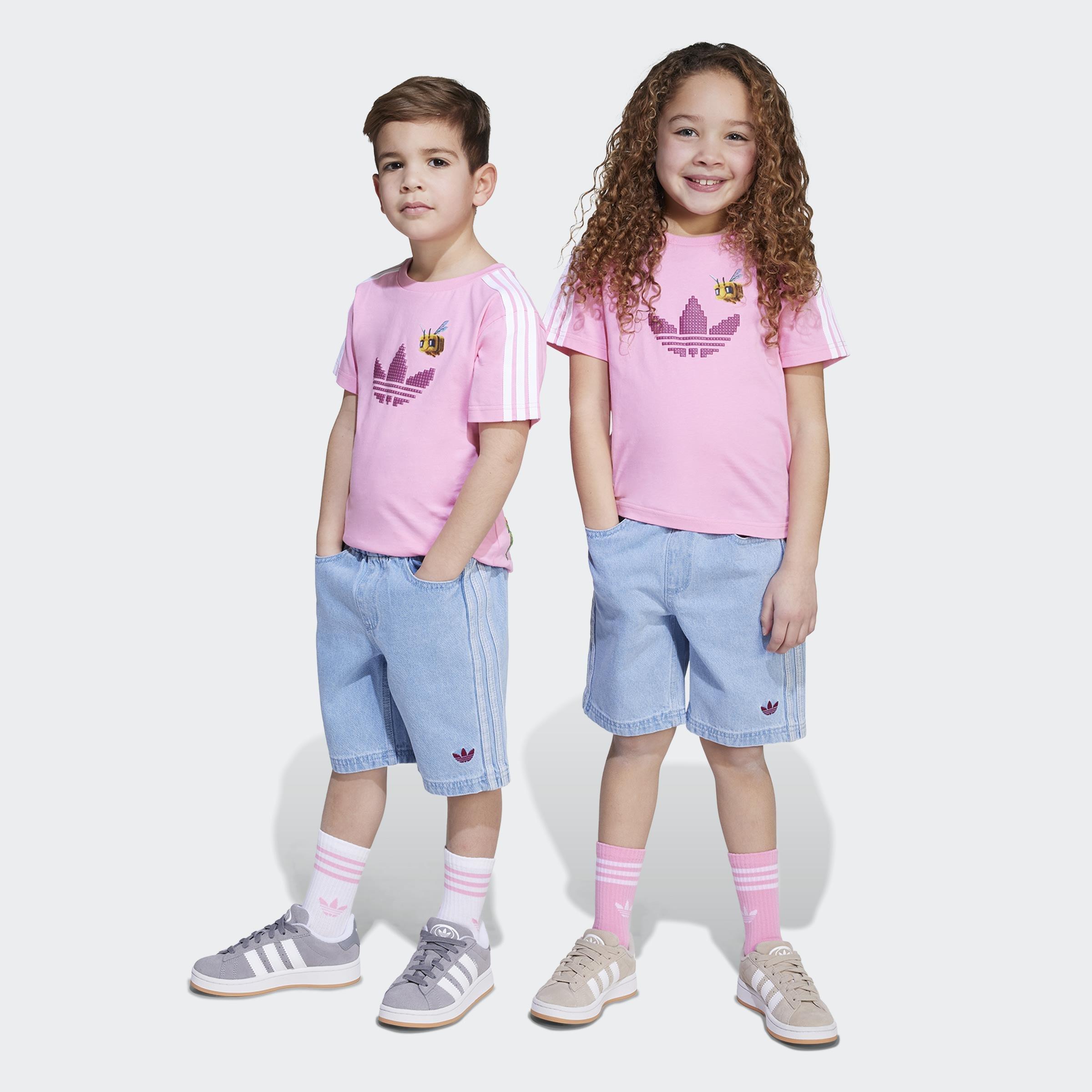 Kids Unisex adidas Originals x Minecraft Tee and Short Set, Pink, A901_ONE, large image number 14