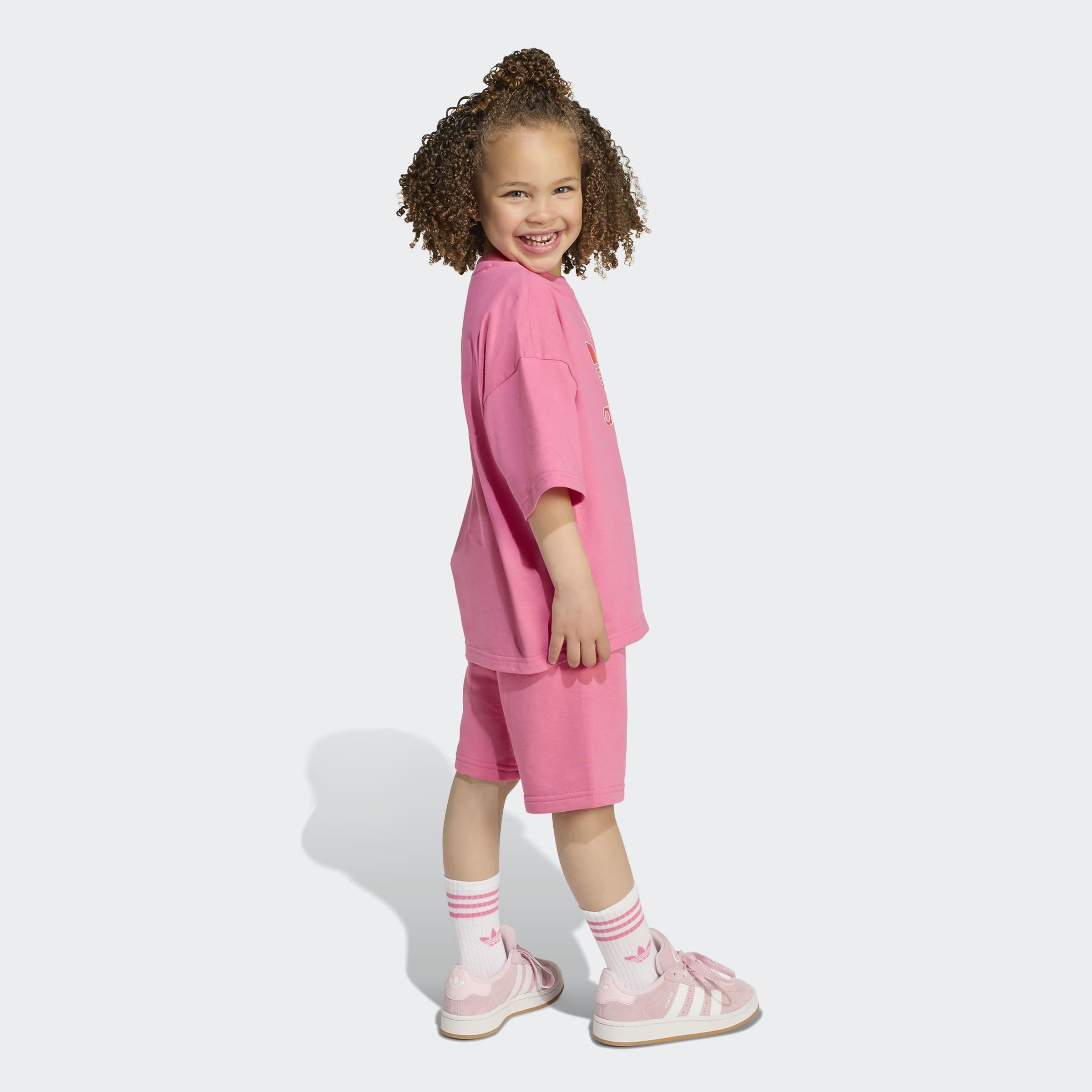 Kids Unisex Short Tee Set Big Logo Execution, Pink