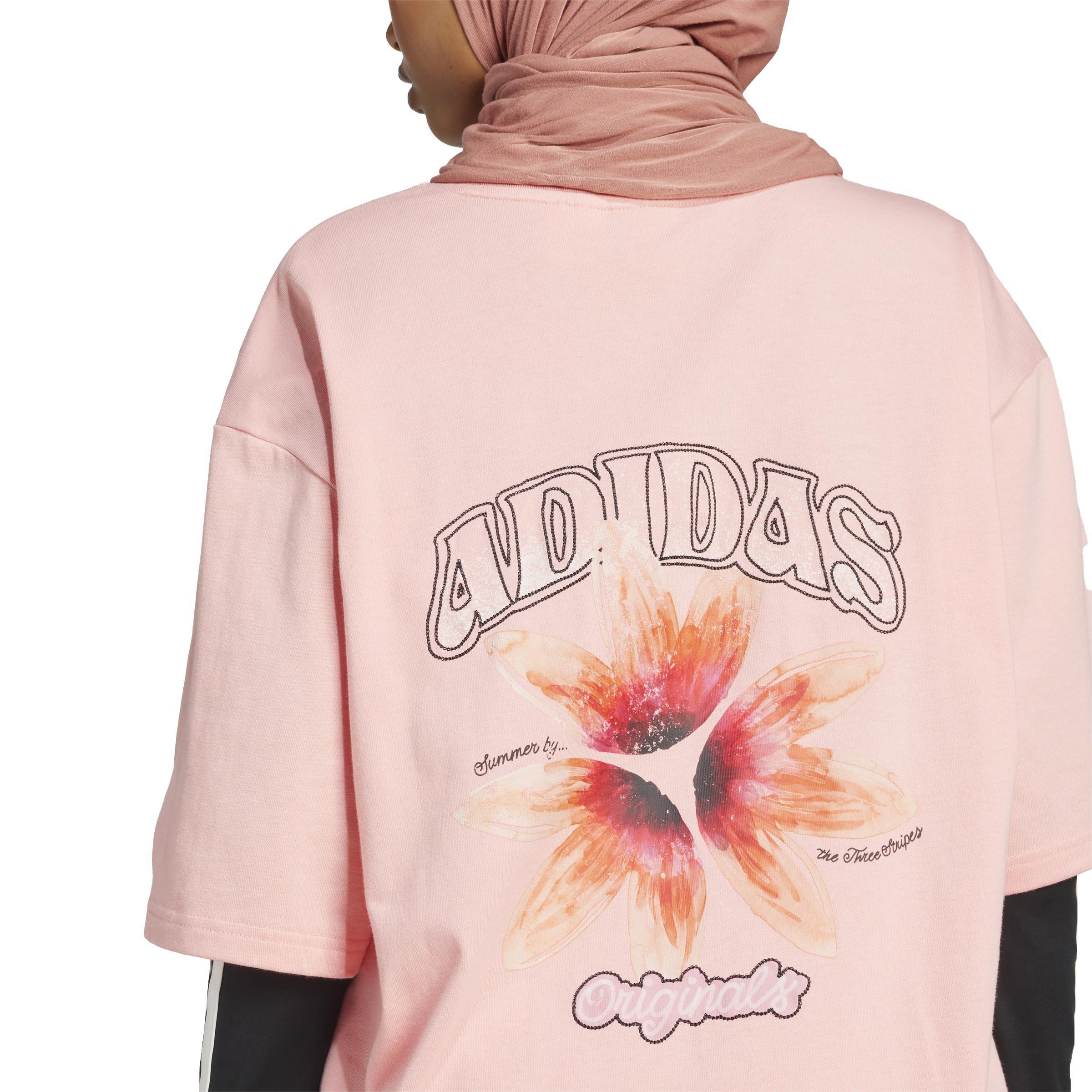 adidas Originals Summer Glow Graphic T-Shirt, Pink, A901_ONE, large image number 4