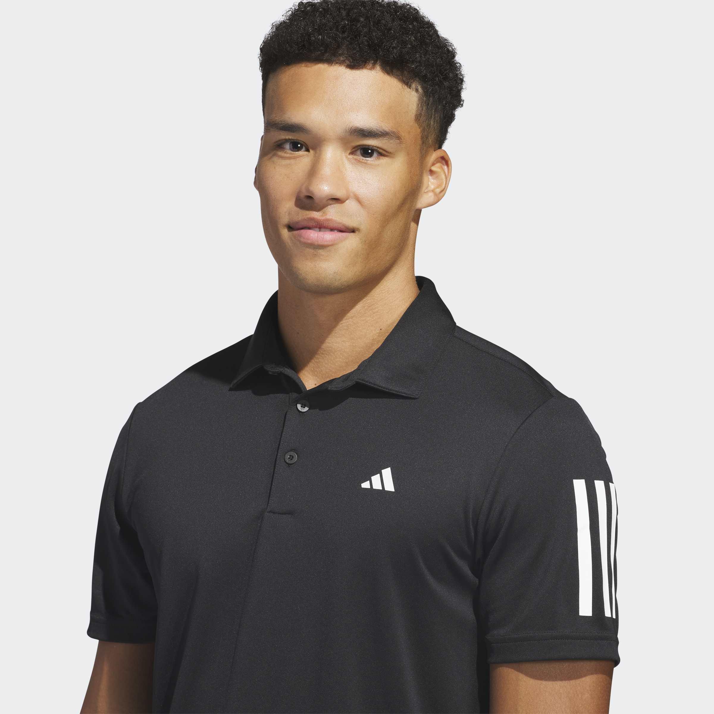 Performance 3-Stripe Polo Shirt, Black, A901_ONE, medium