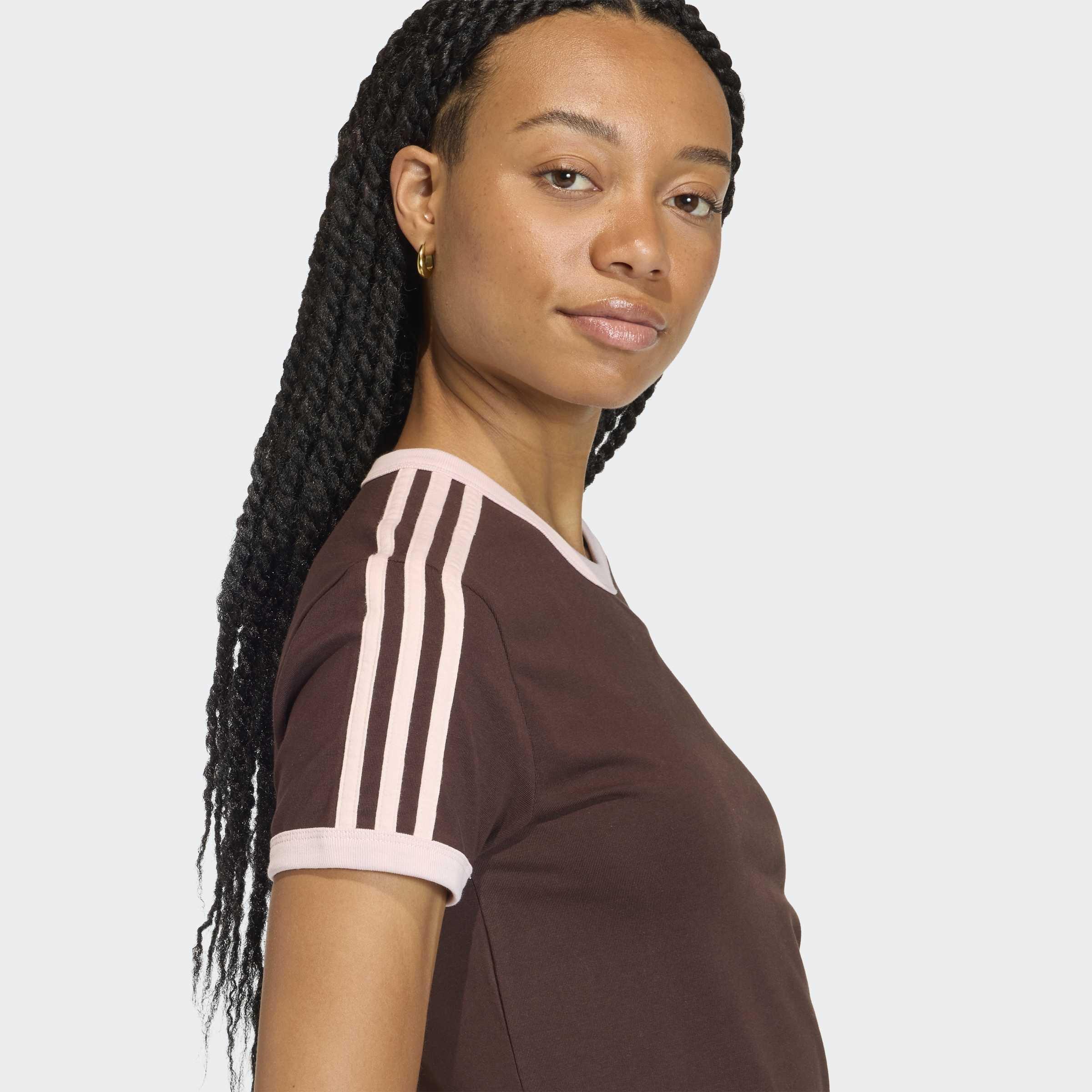 3 Stripes Slim T-Shirt, Brown, A901_ONE, large image number 2