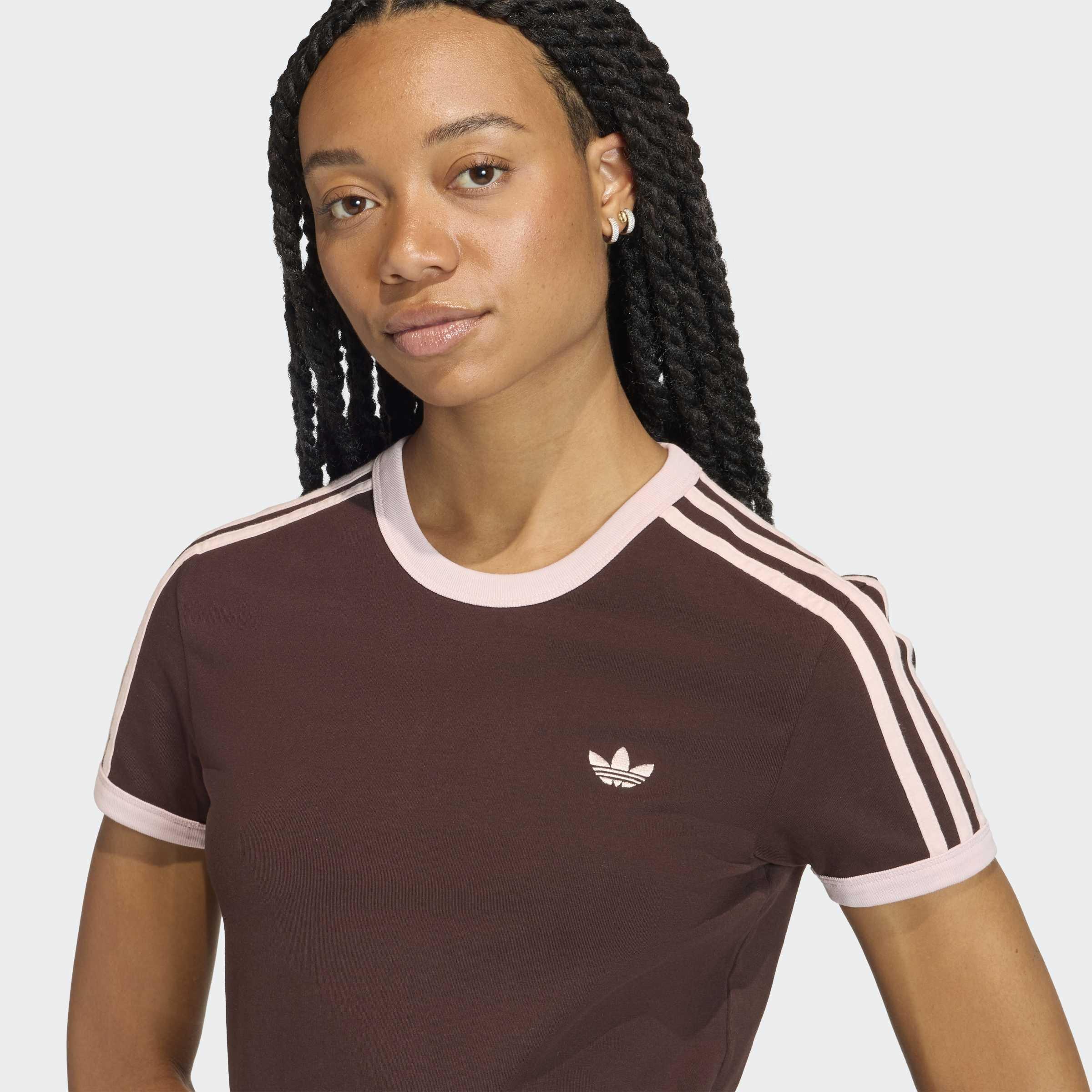 3 Stripes Slim T-Shirt, Brown, A901_ONE, large image number 3