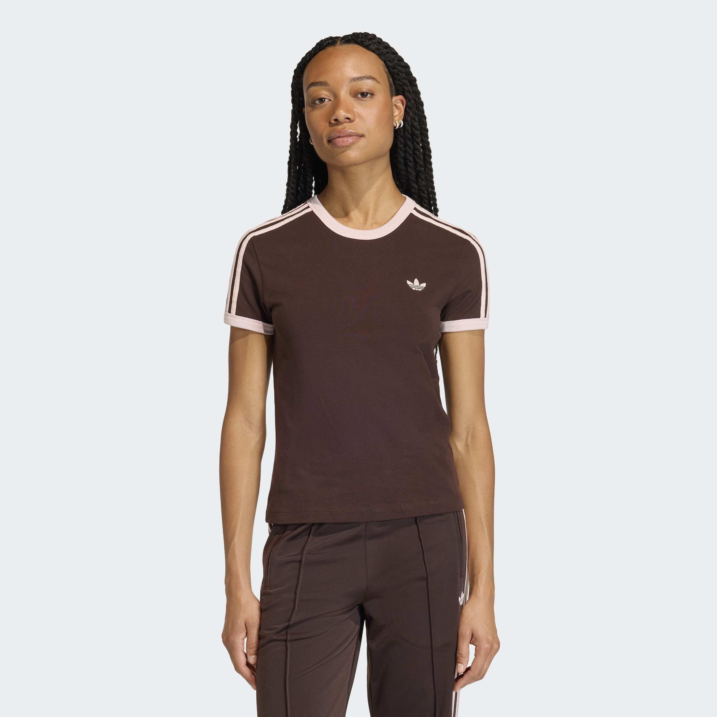3 Stripes Slim T-Shirt, Brown, A901_ONE, large image number 5