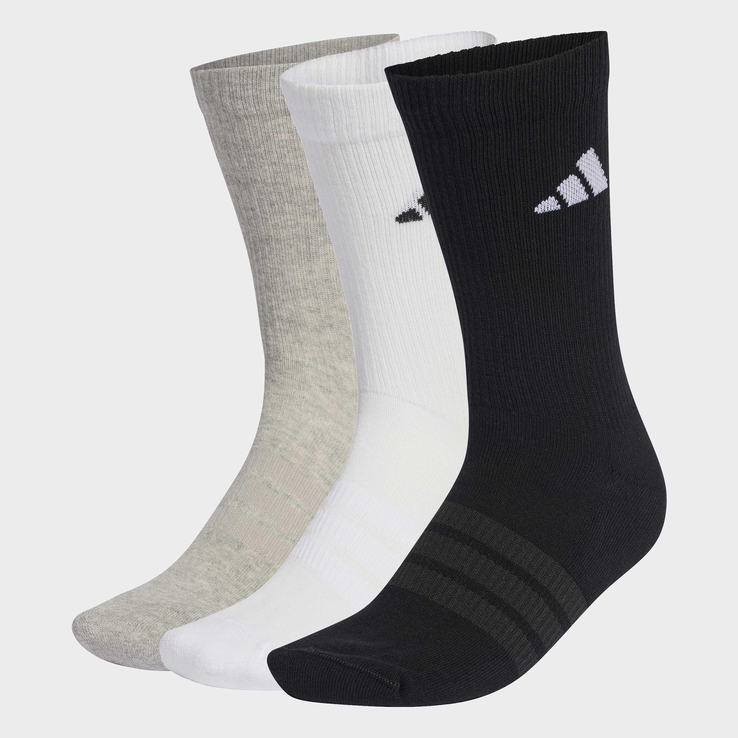 Unisex Cushioned Sportswear Crew Socks - 3 Pair Pack, Multicolour, A901_ONE, large image number 3
