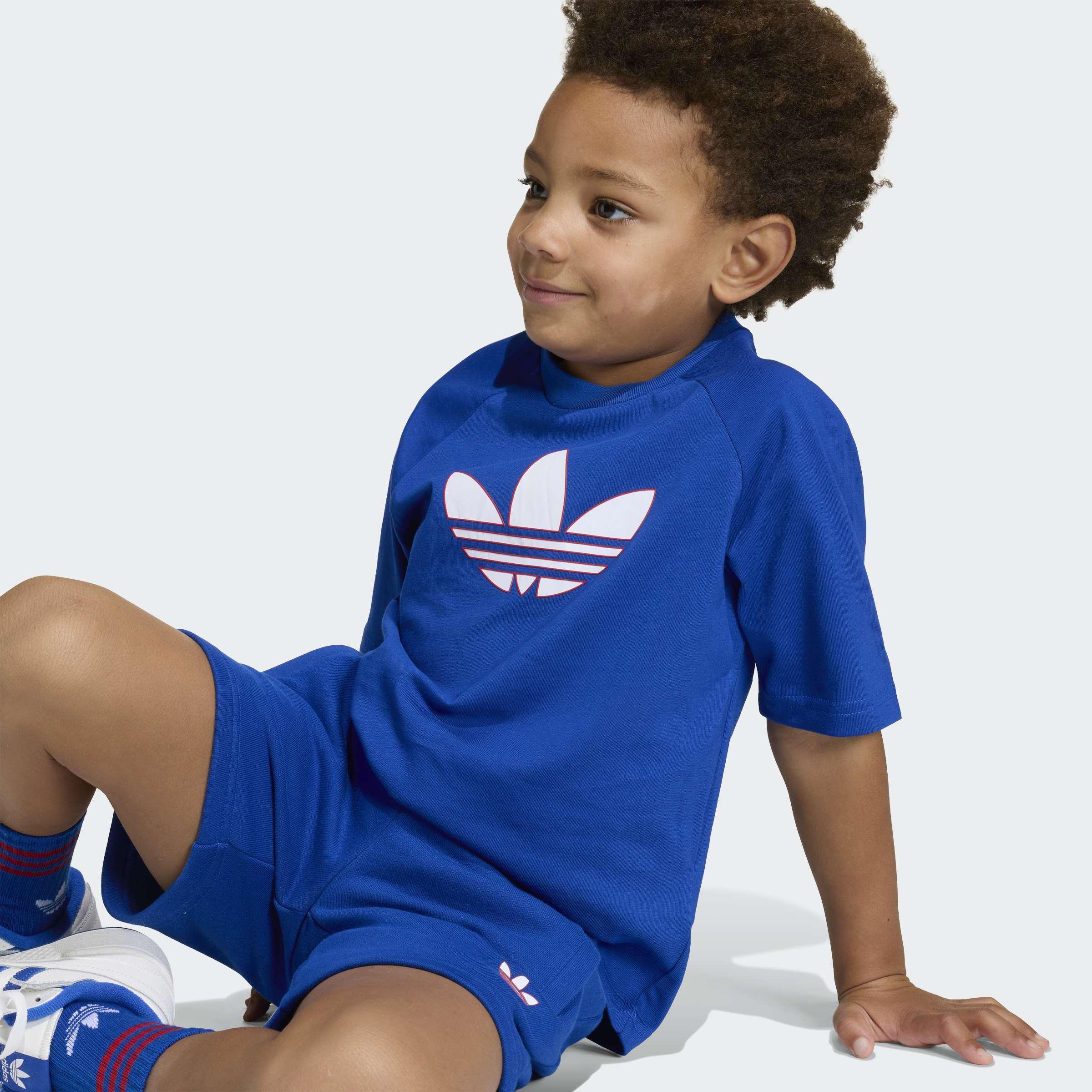 Kids Unisex Trefoil Loose Short Tee Set, Blue, A901_ONE, large image number 6