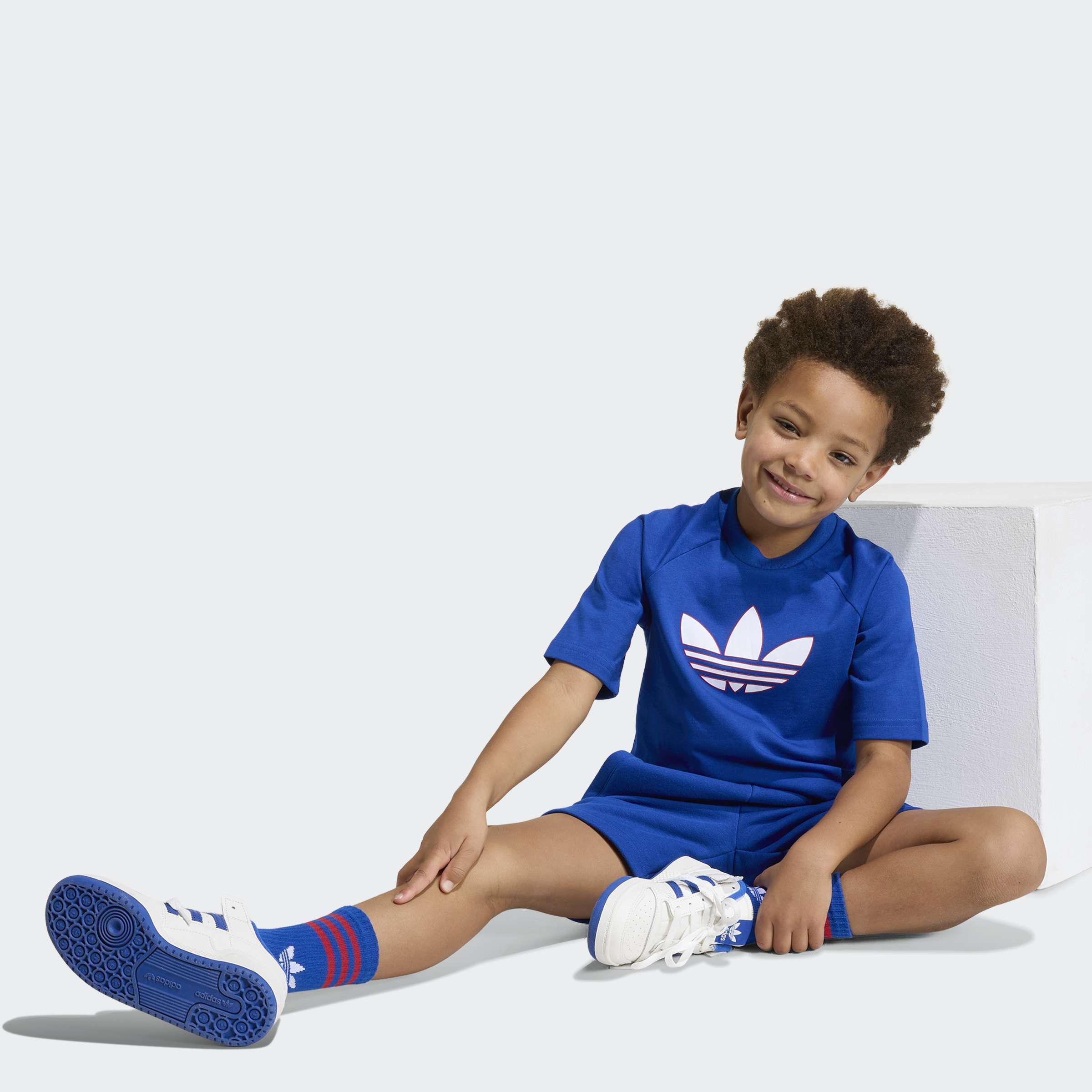 Kids Unisex Trefoil Loose Short Tee Set, Blue, A901_ONE, large image number 7