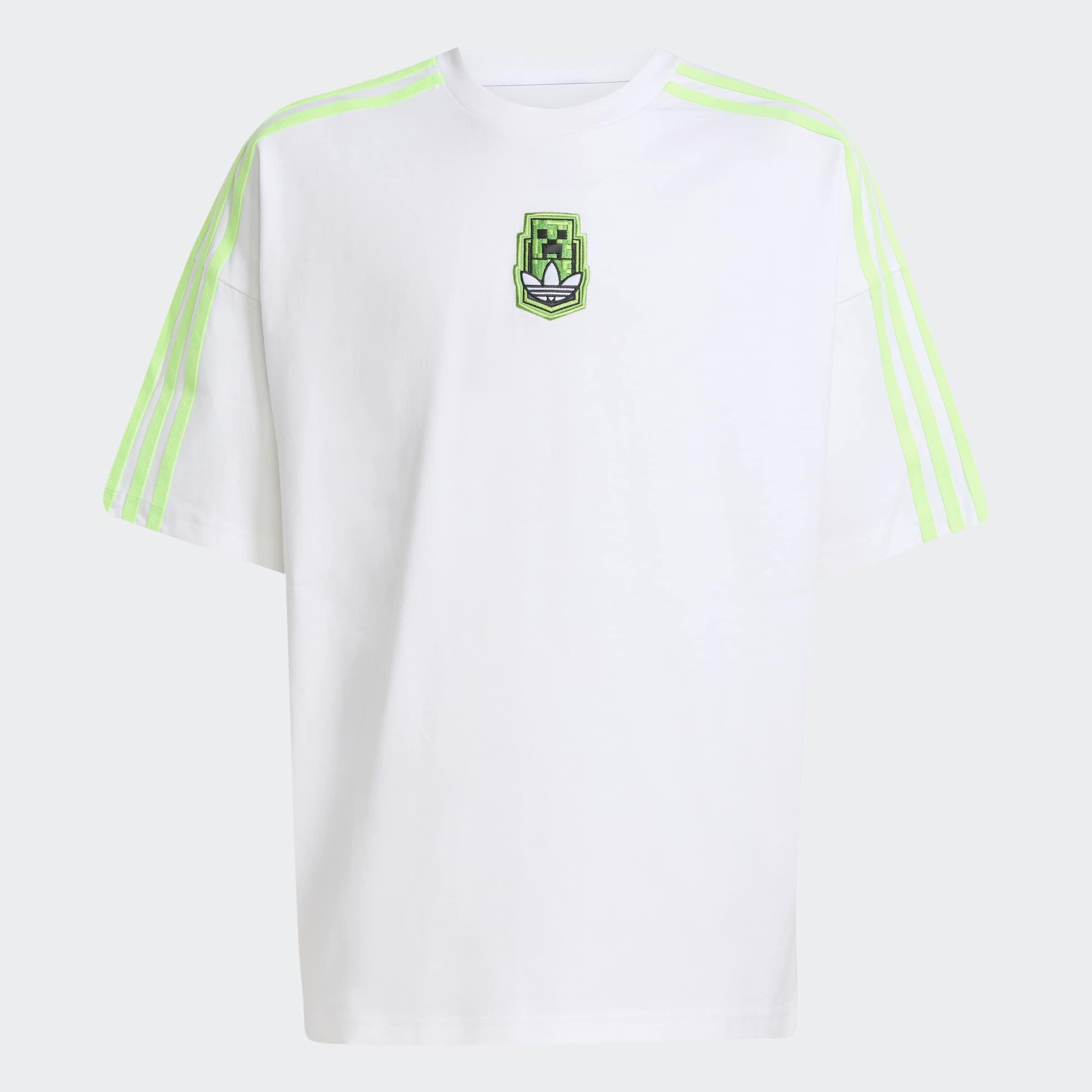 Kids Unisex Adidas Originals X Minecraft Graphic T-Shirt, White, A901_ONE, medium
