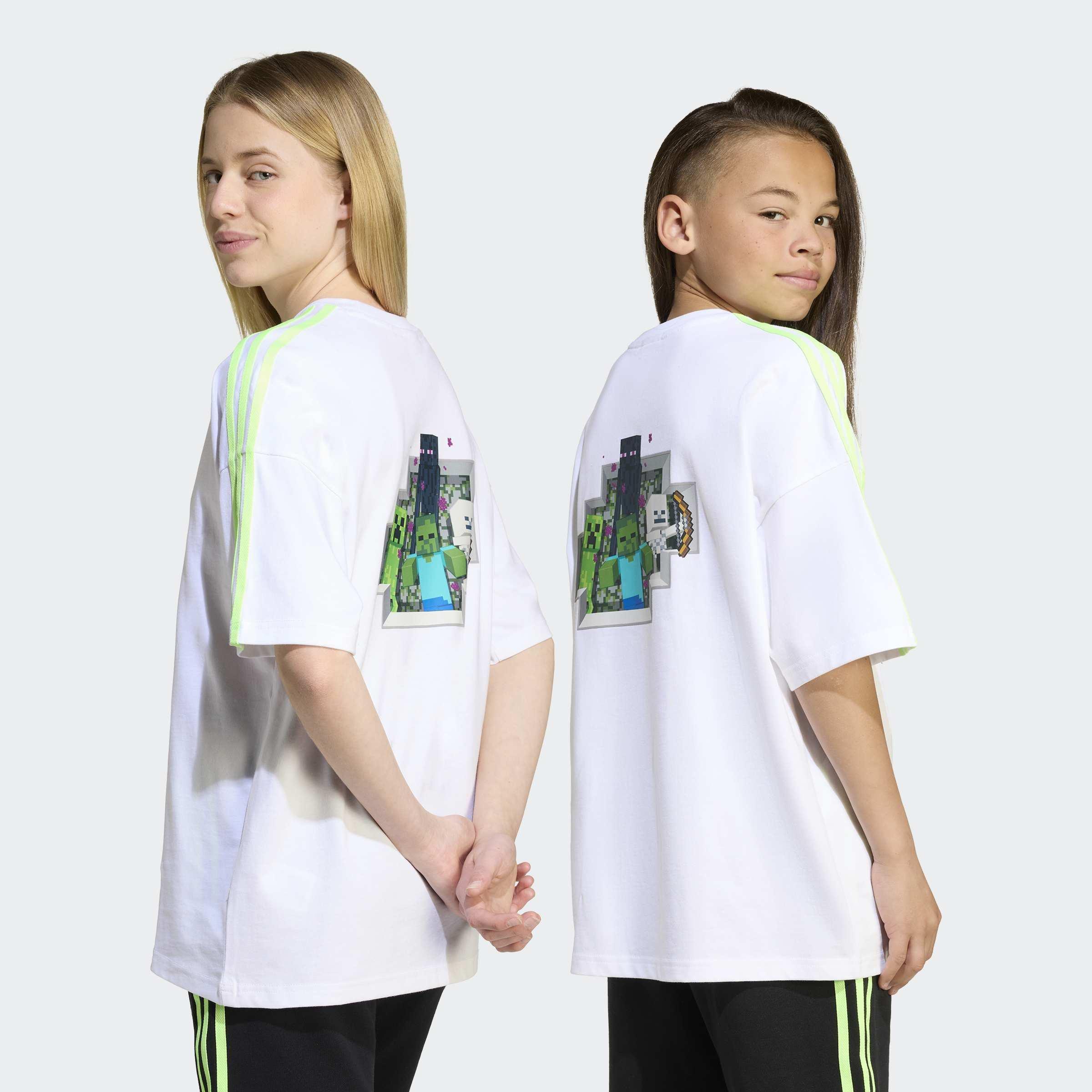 Kids Unisex Adidas Originals X Minecraft Graphic T-Shirt, White, A901_ONE, medium
