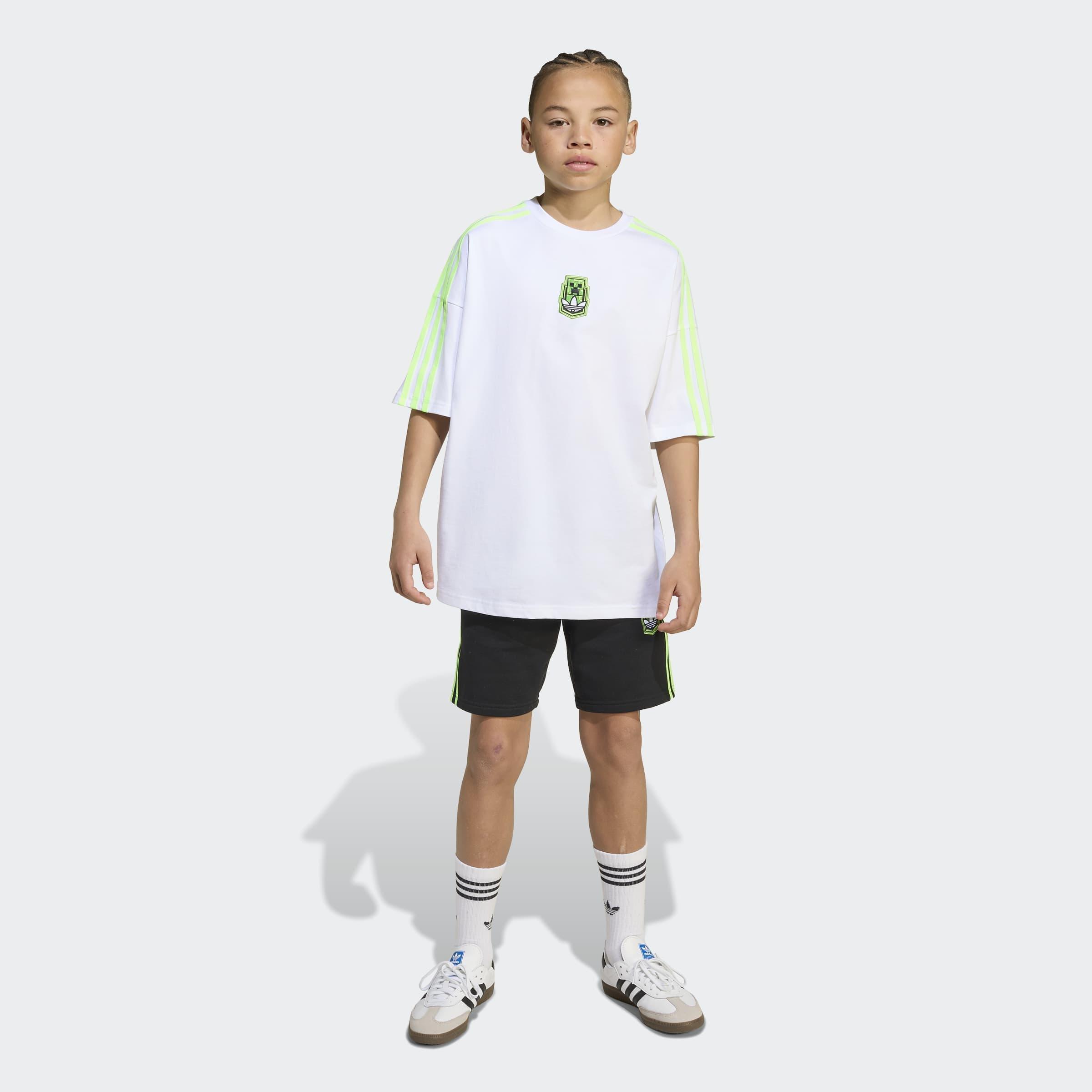 Kids Unisex Adidas Originals X Minecraft Graphic T-Shirt, White, A901_ONE, large image number 7